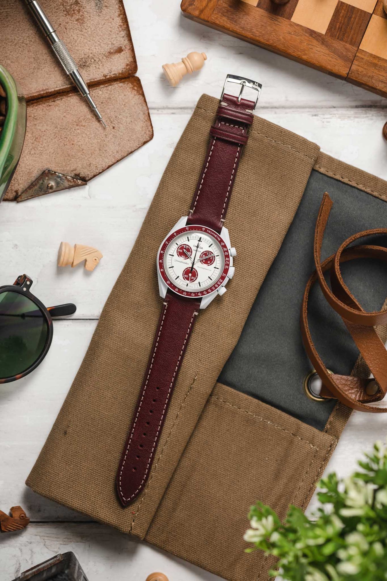 Morellato EL GRECO Calfskin Leather Watch Strap in BURGUNDY