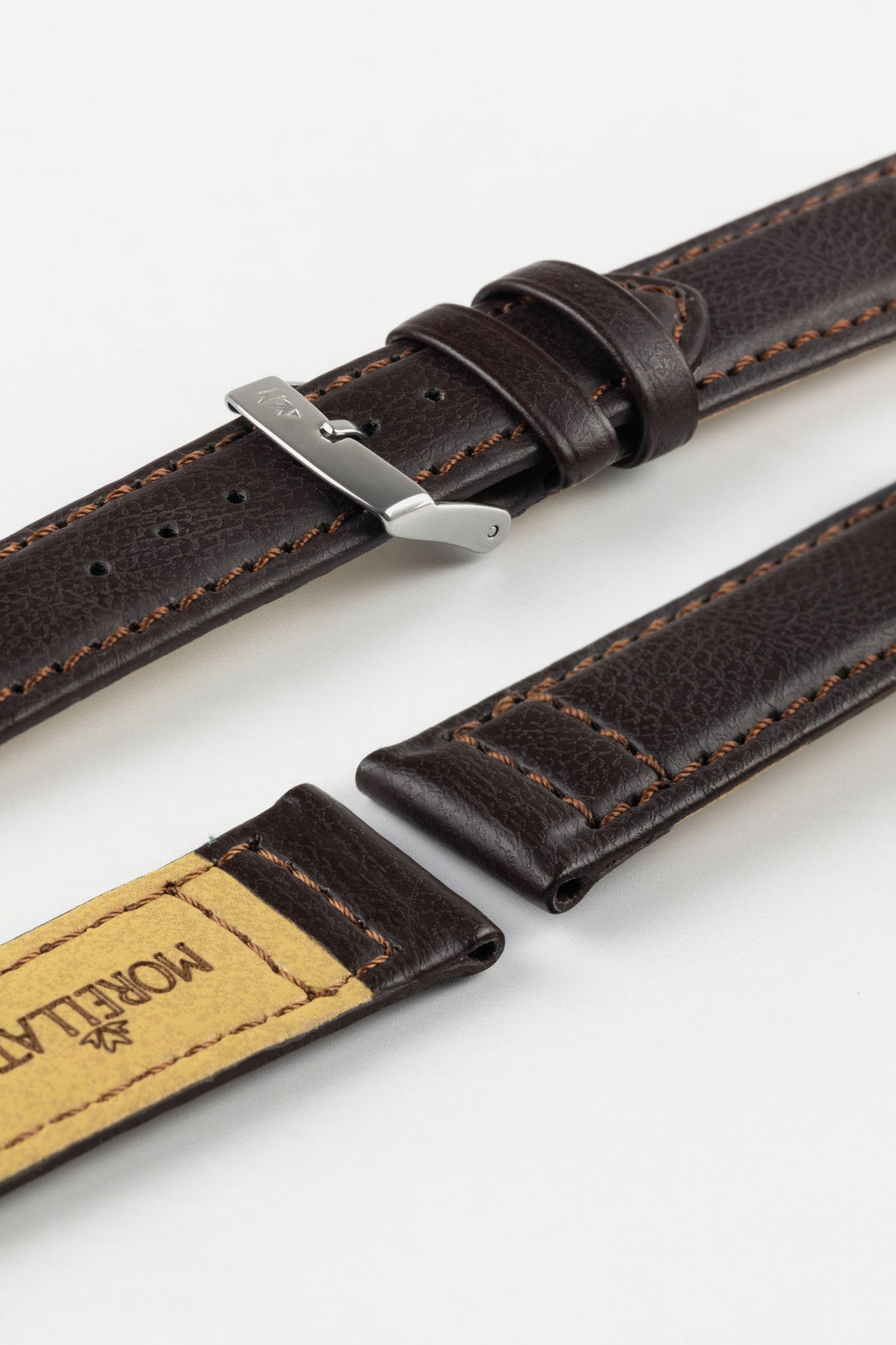 Morellato GINEPRO Buffalo-Grain Vegan Leather Watch Strap in BROWN