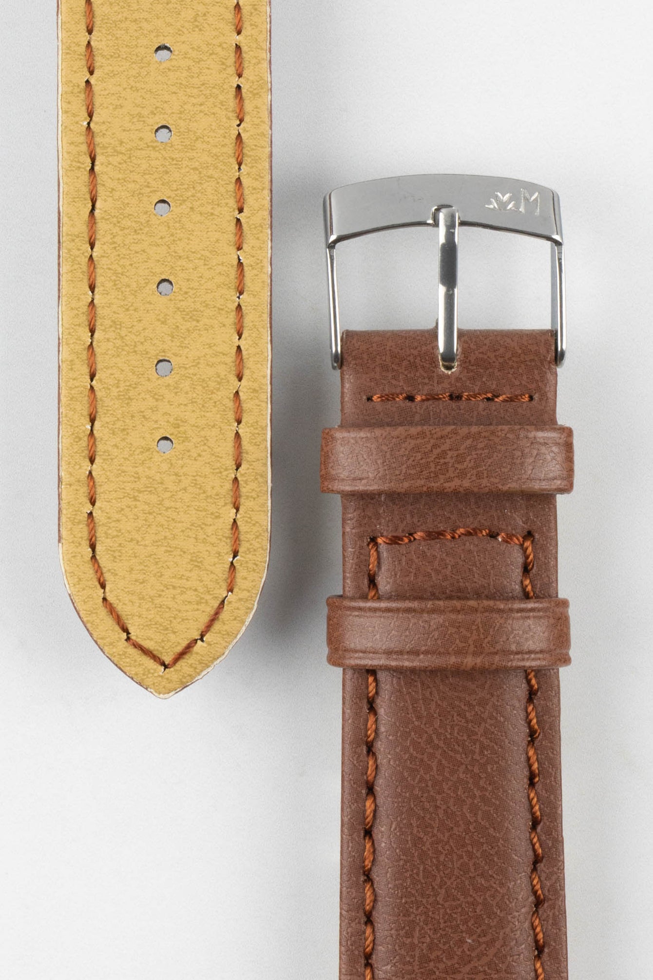 Morellato GINEPRO Buffalo-Grain Vegan Leather Watch Strap in GOLD BROWN