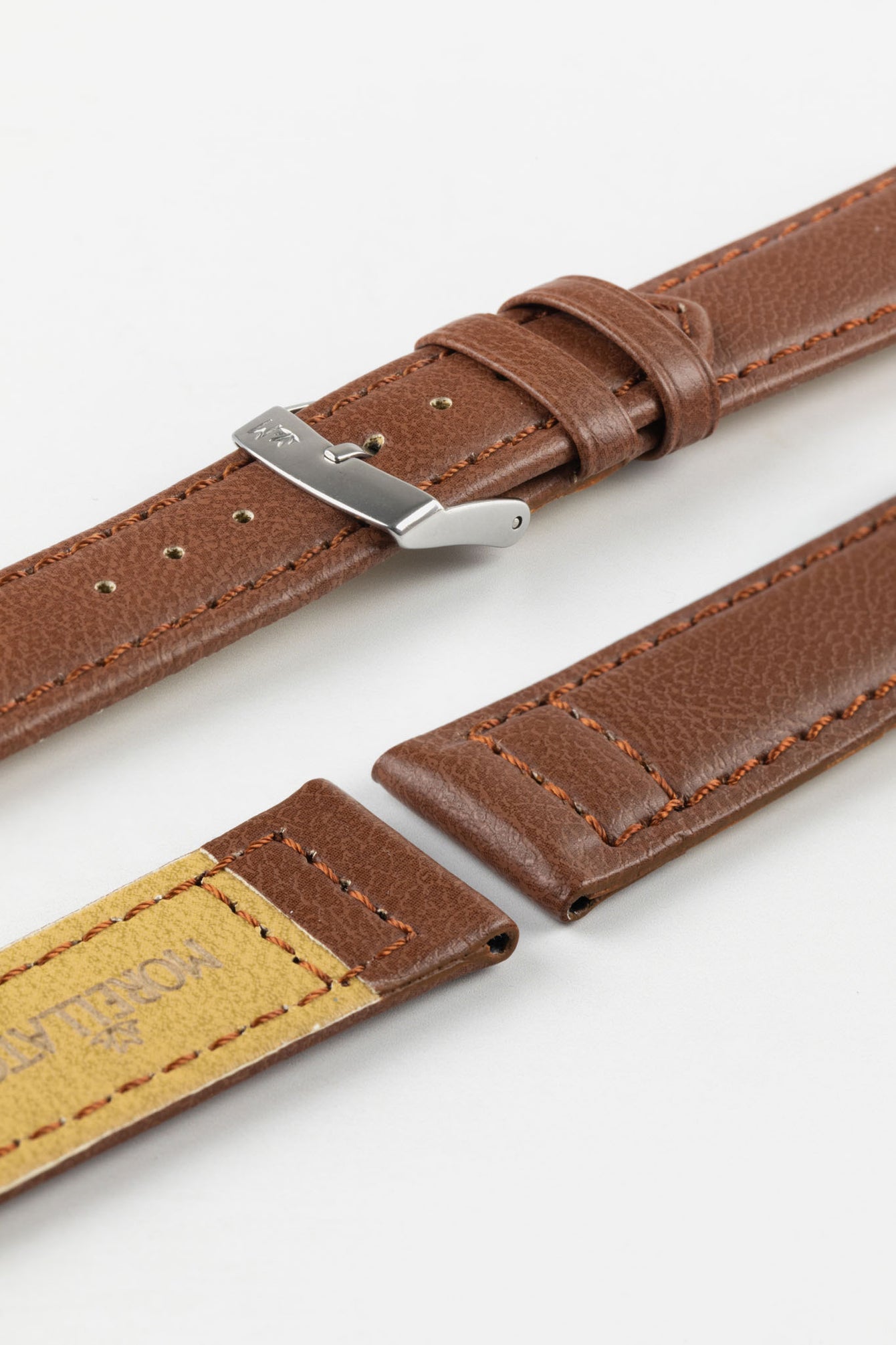 Morellato GINEPRO Buffalo-Grain Vegan Leather Watch Strap in GOLD BROWN