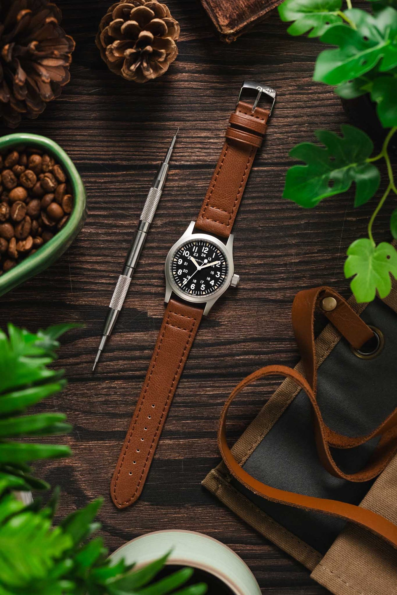 Morellato GINEPRO Buffalo-Grain Vegan Leather Watch Strap in GOLD BROWN