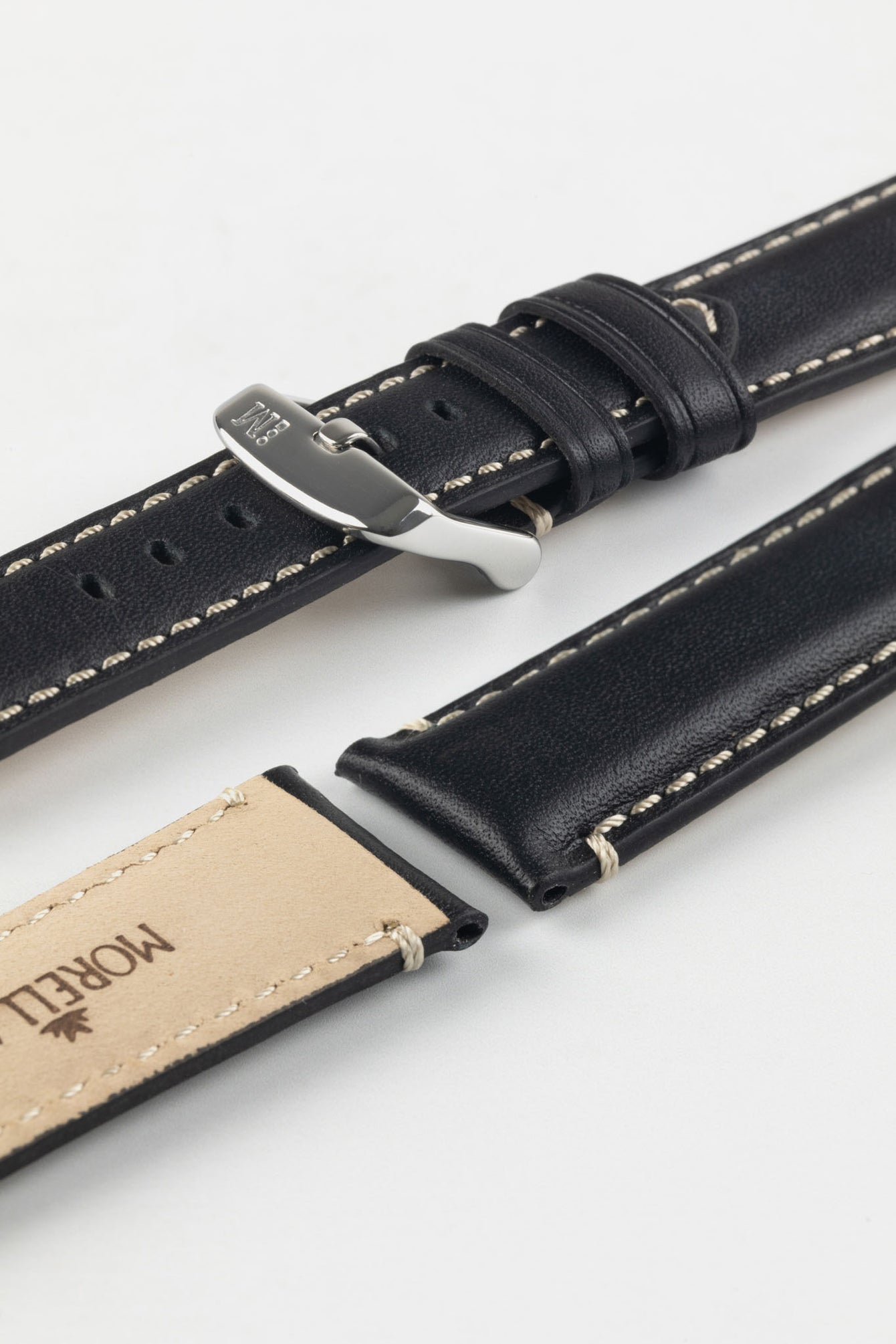 Morellato GIORGIONE Smooth Calfskin Leather Watch Strap in BLACK