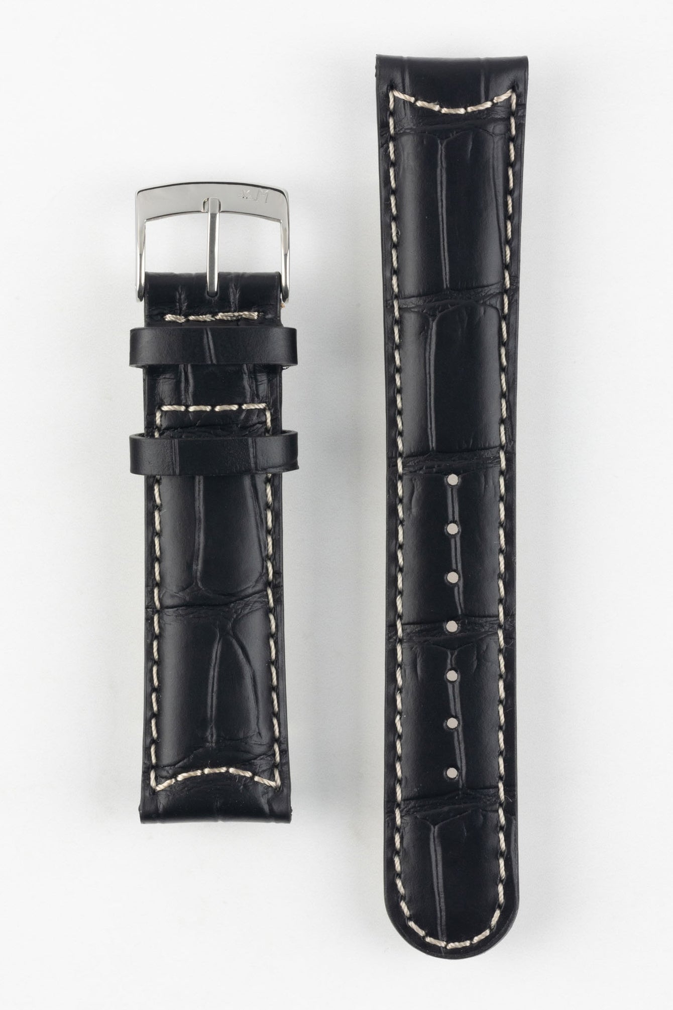 Morellato GUTTUSO Alligator-Embossed Leather Watch Strap in BLACK