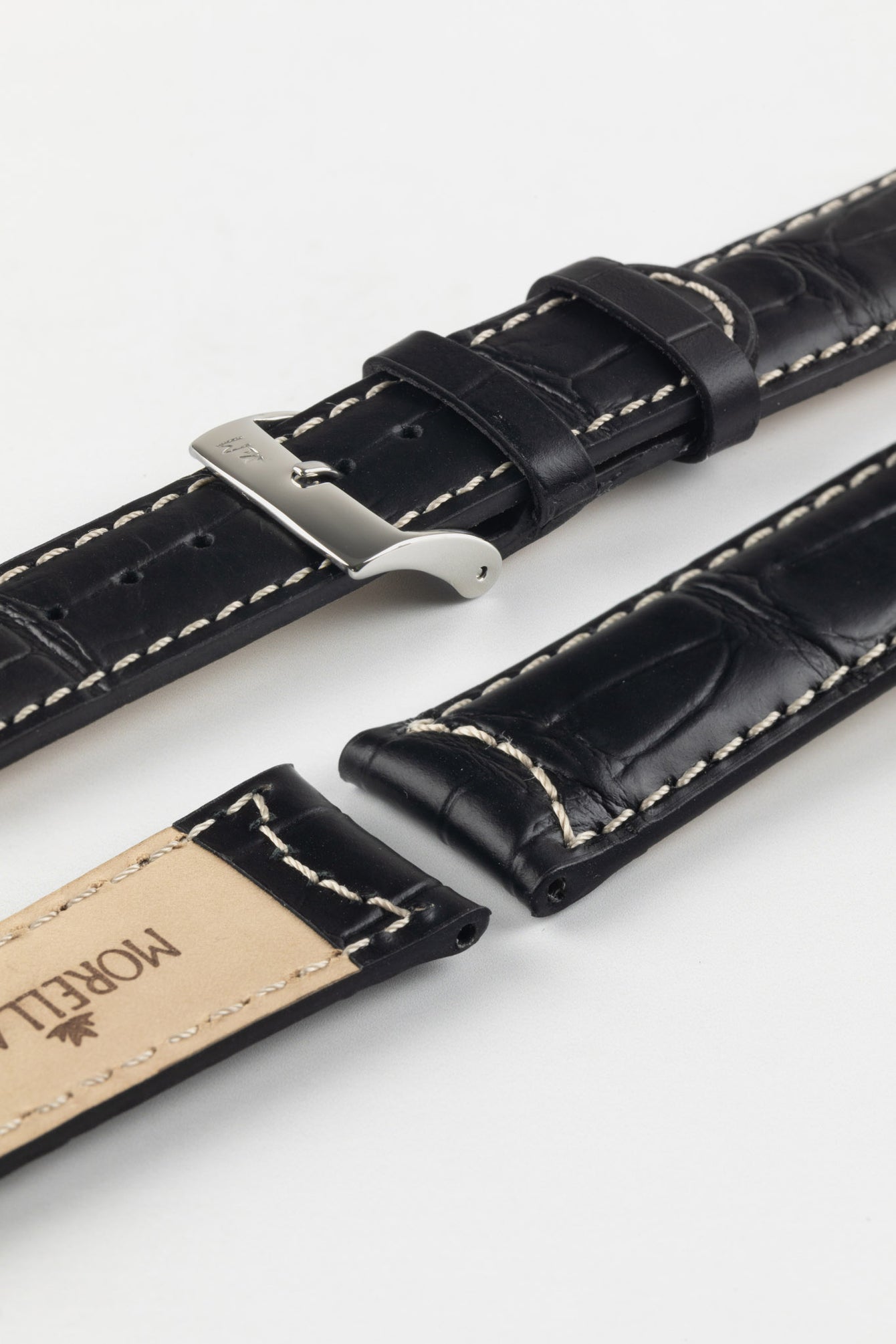 Morellato GUTTUSO Alligator-Embossed Leather Watch Strap in BLACK