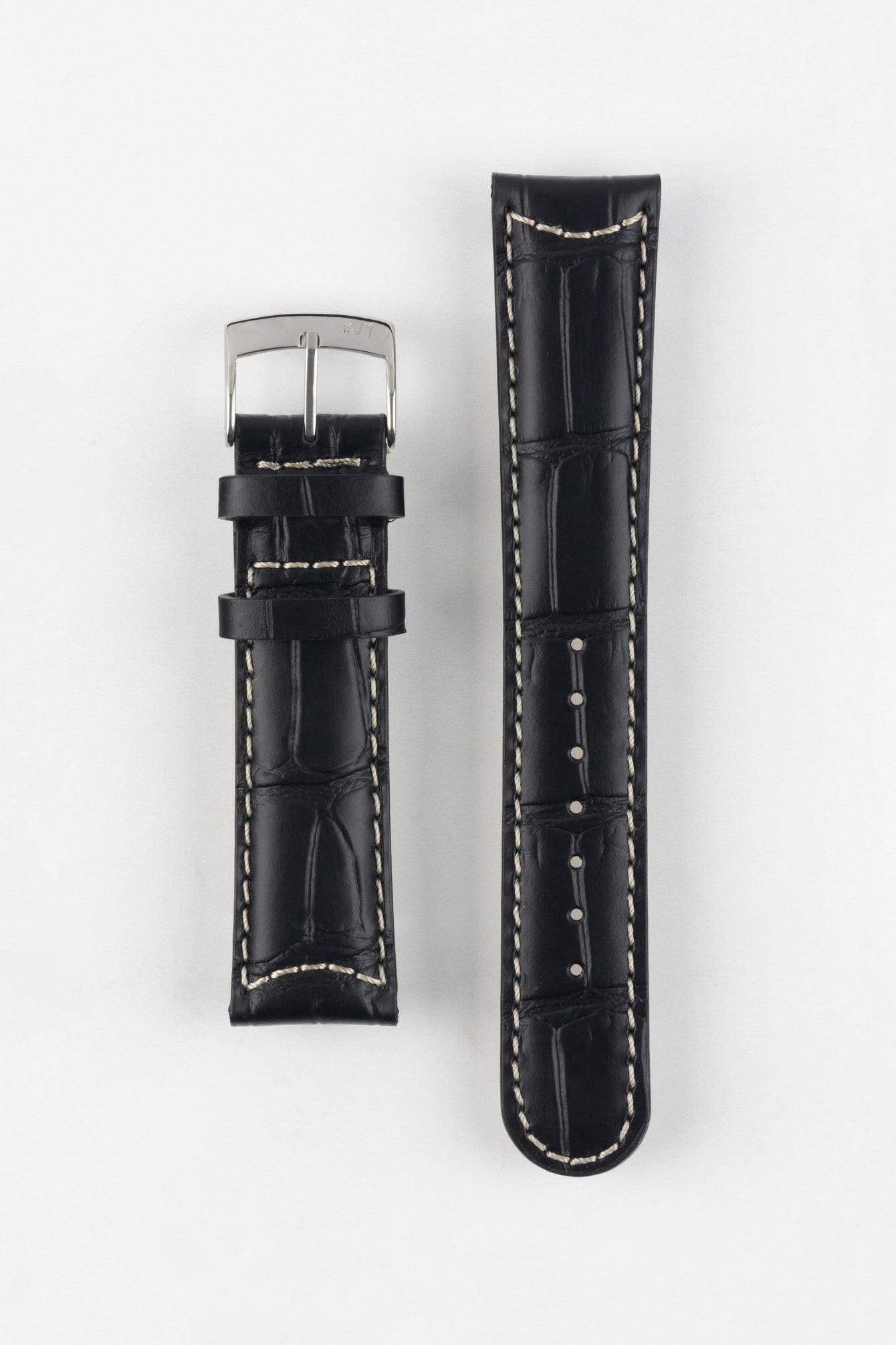 Morellato GUTTUSO Alligator-Embossed Leather Watch Strap in BLACK