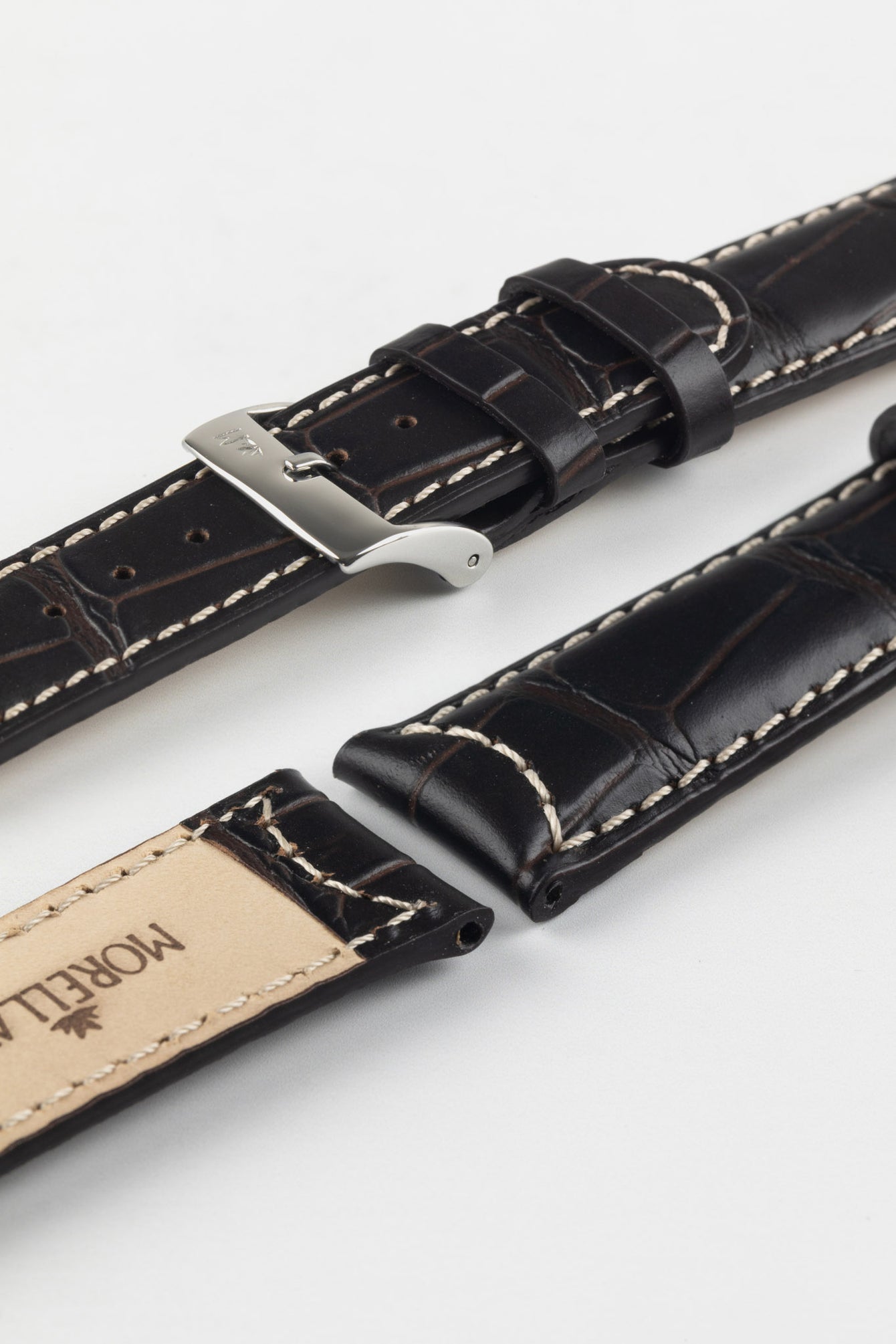 Morellato GUTTUSO Alligator-Embossed Leather Watch Strap in BROWN