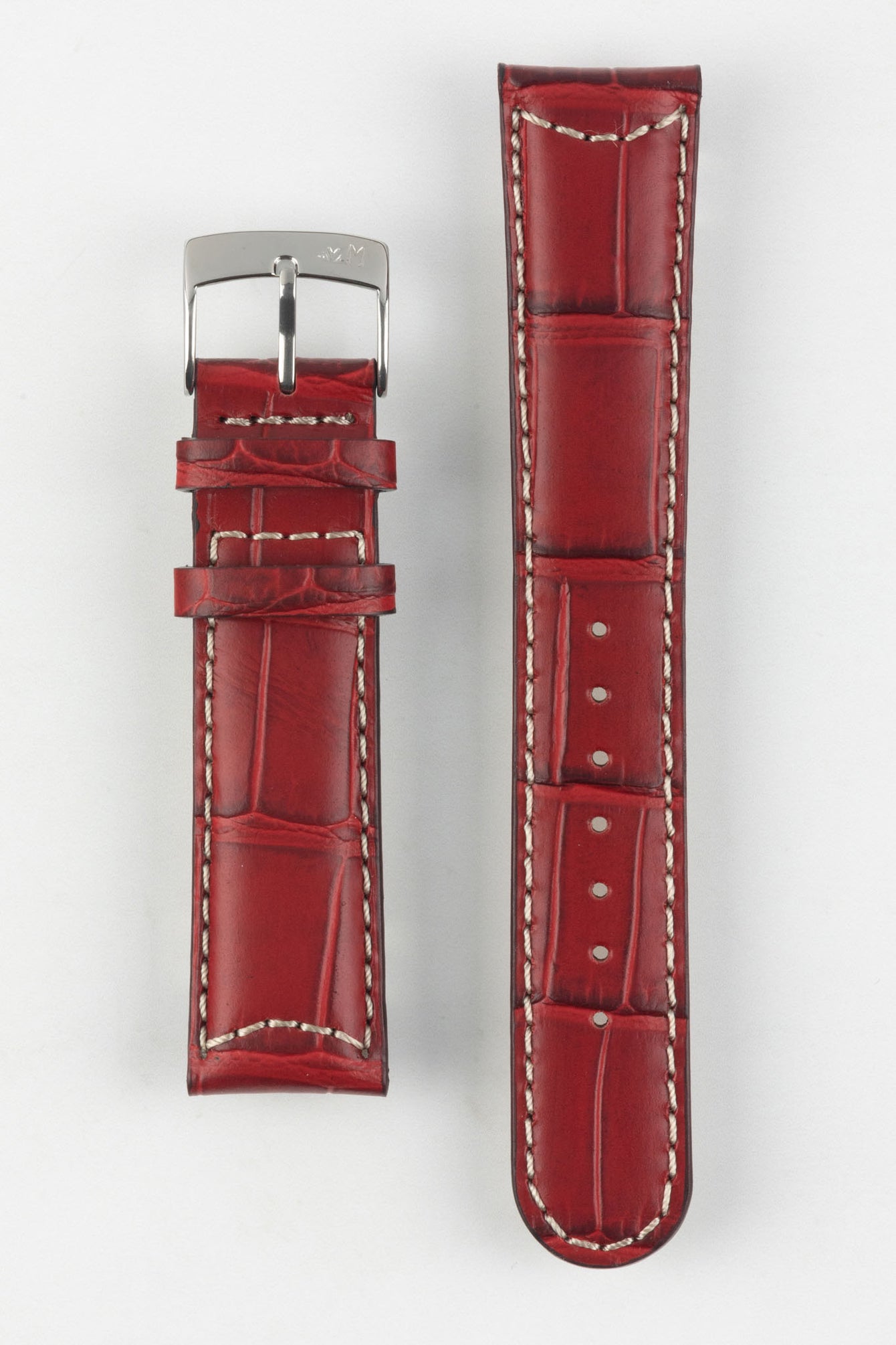 Morellato GUTTUSO Alligator-Embossed Leather Watch Strap in BURGUNDY