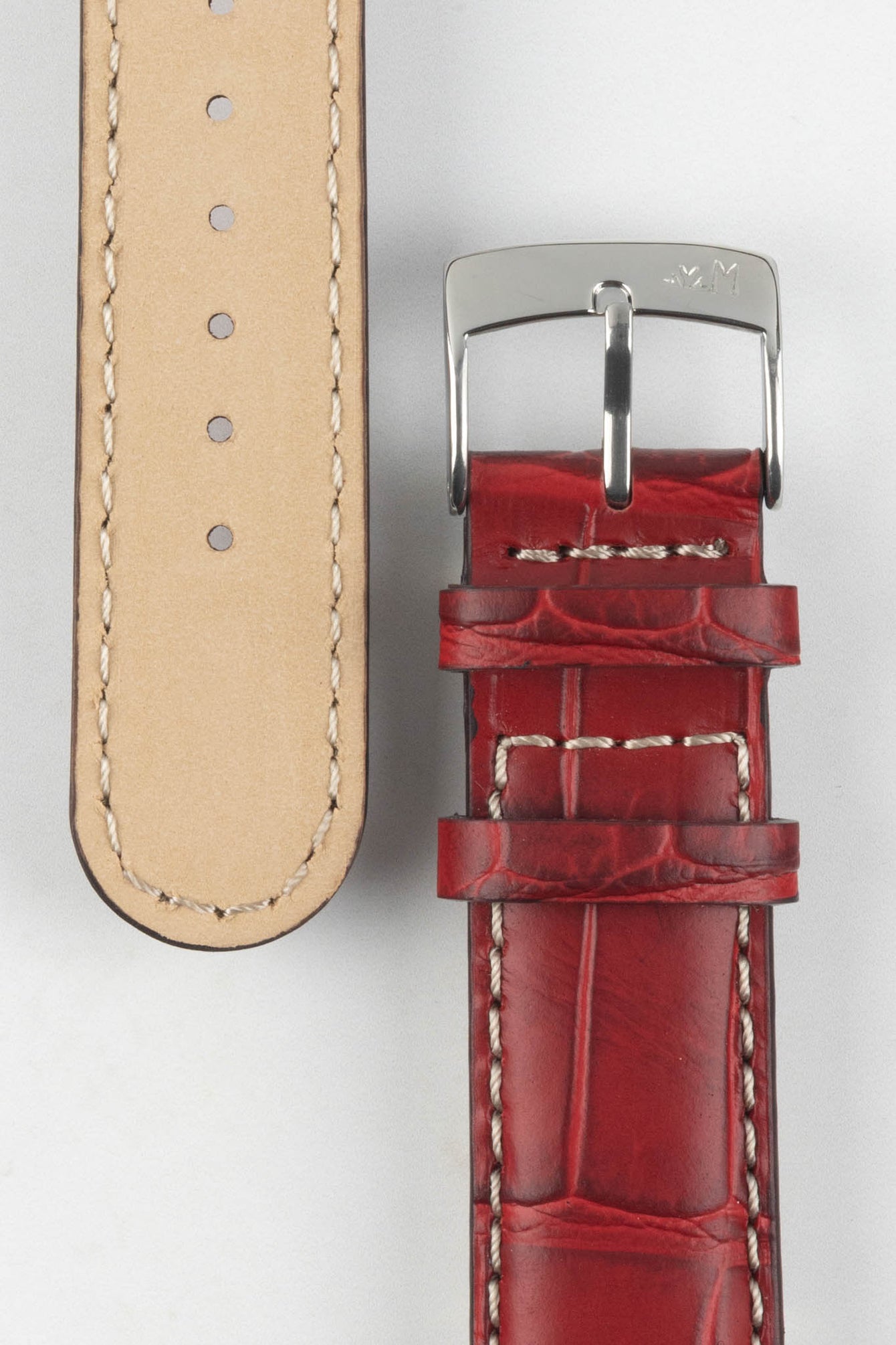 Morellato GUTTUSO Alligator-Embossed Leather Watch Strap in BURGUNDY