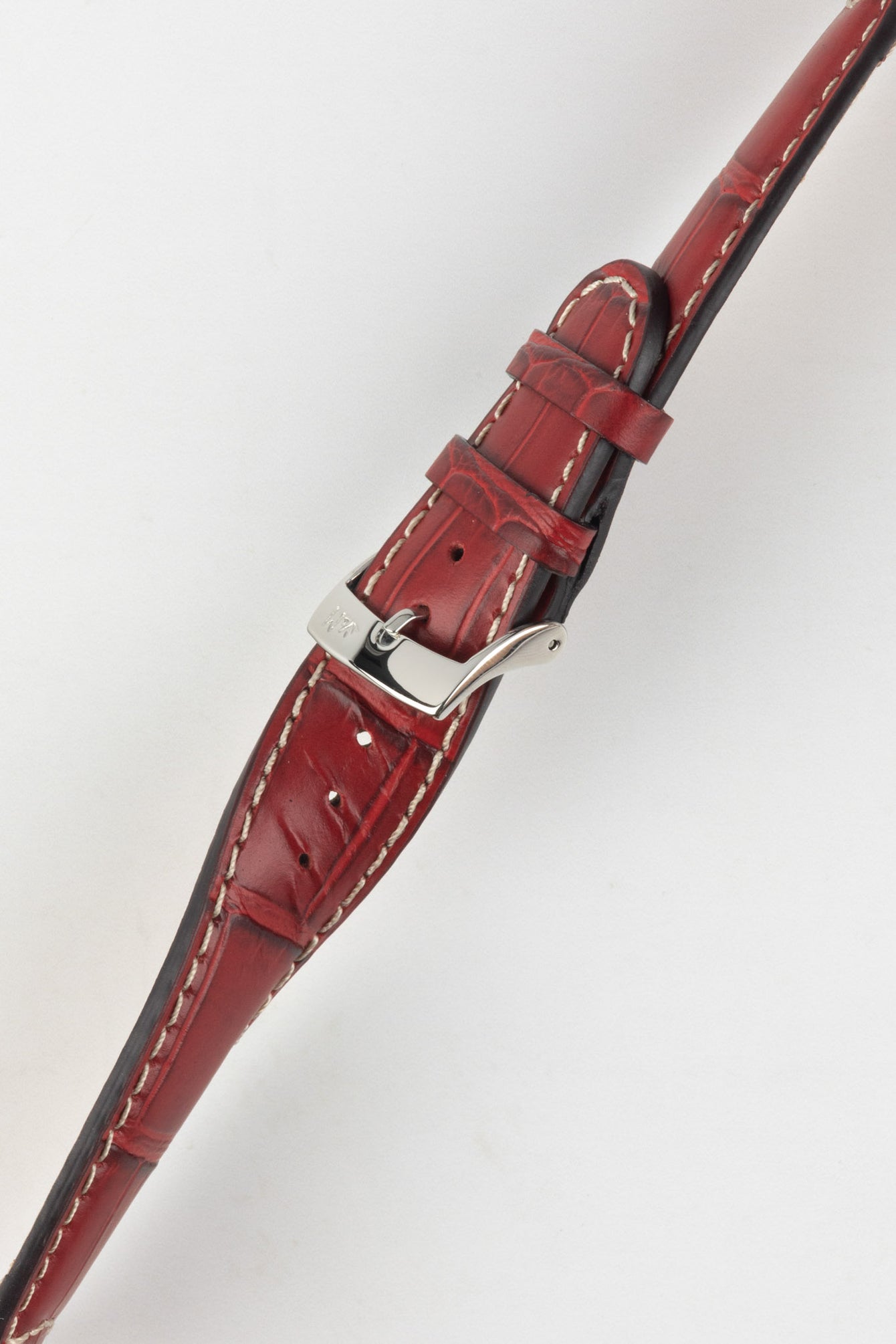 Morellato GUTTUSO Alligator-Embossed Leather Watch Strap in BURGUNDY