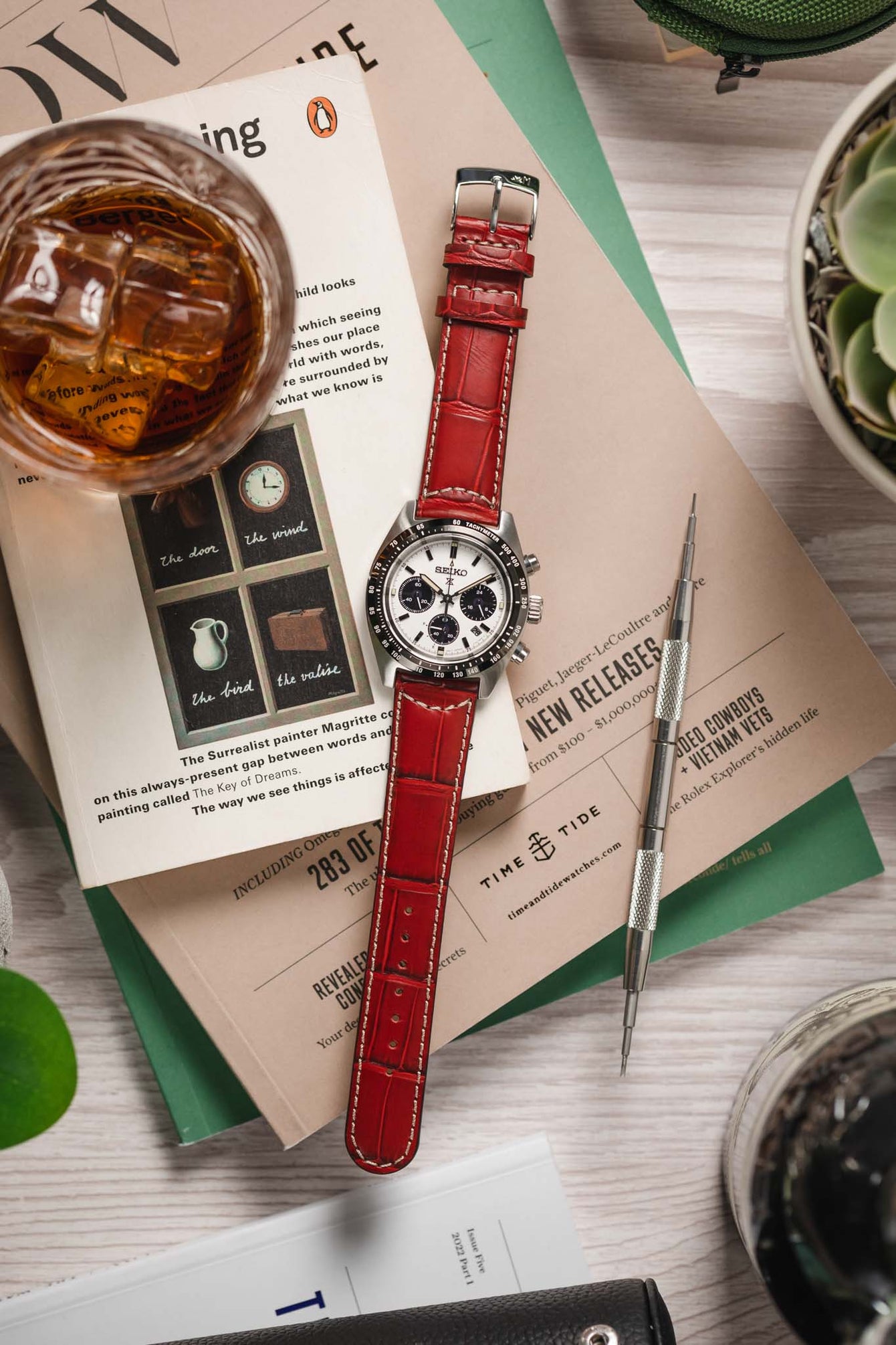 Morellato GUTTUSO Alligator-Embossed Leather Watch Strap in BURGUNDY