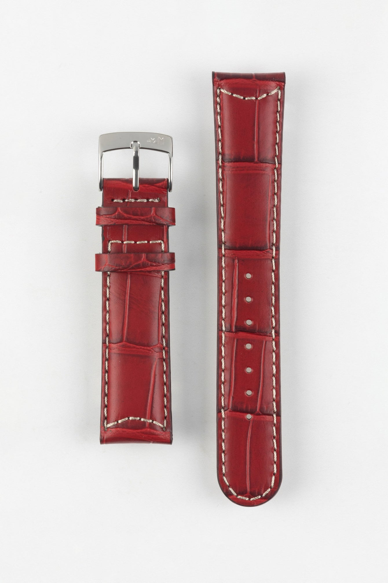 Morellato GUTTUSO Alligator-Embossed Leather Watch Strap in BURGUNDY