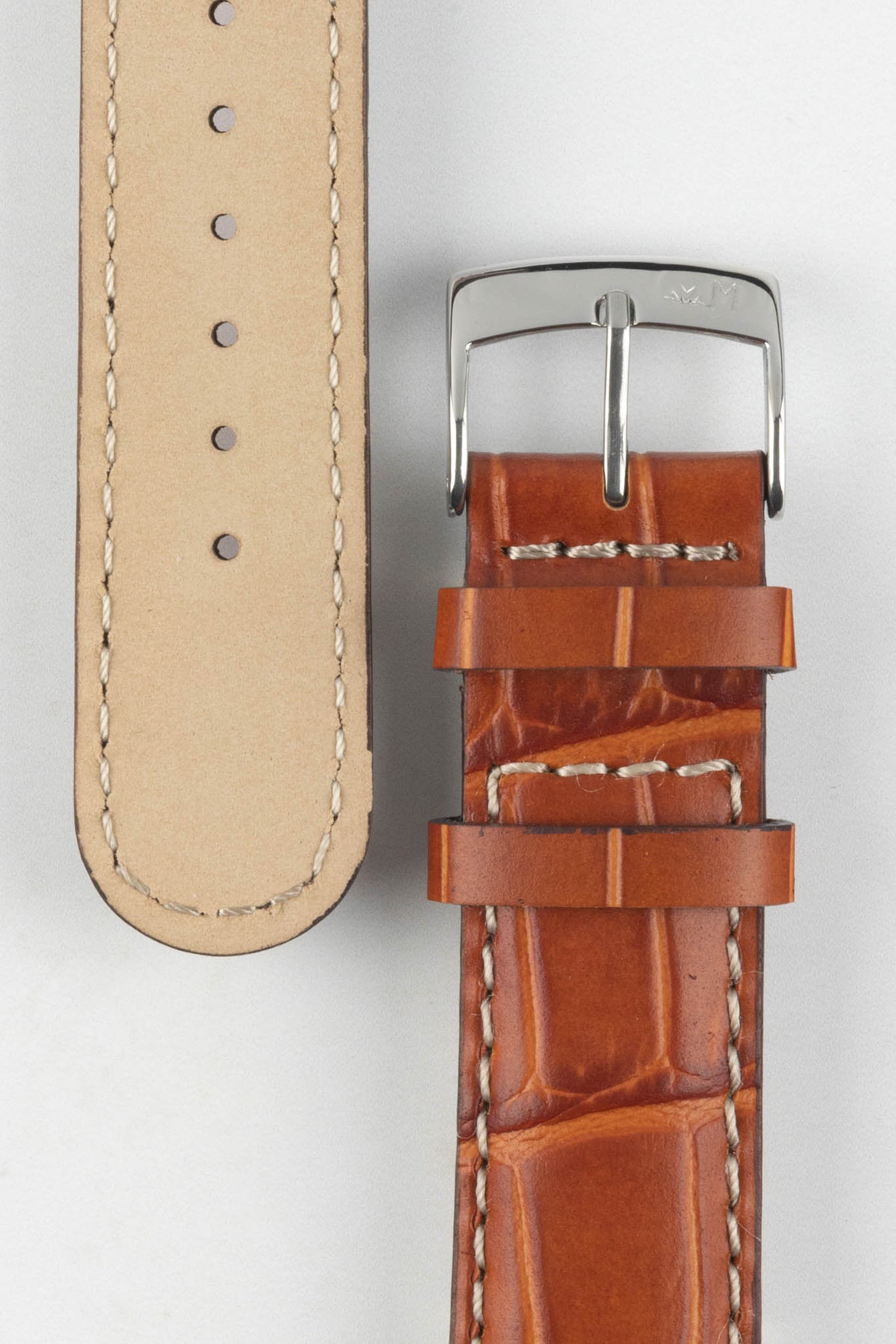 Morellato GUTTUSO Alligator-Embossed Leather Watch Strap in GOLD BROWN