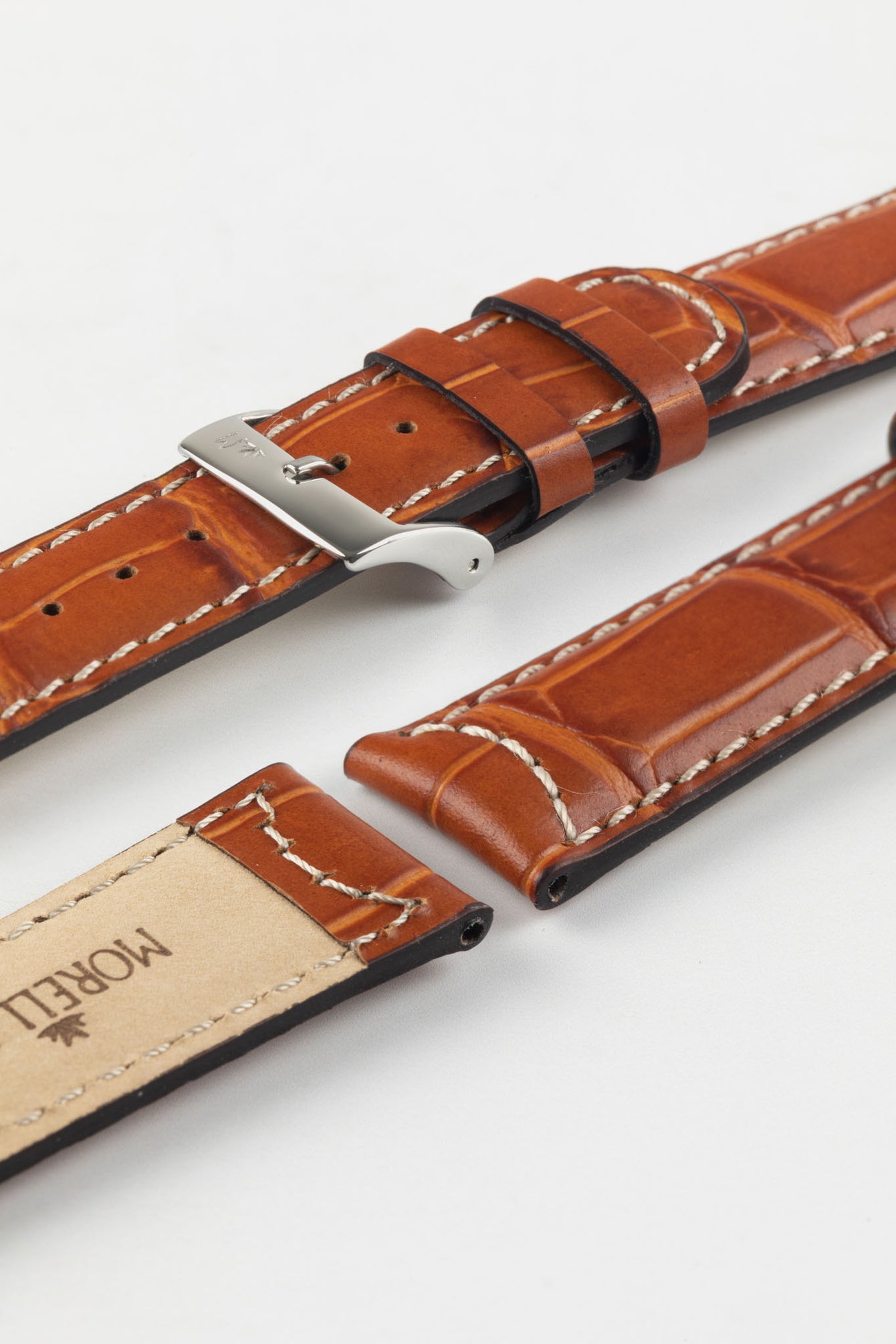 Morellato GUTTUSO Alligator-Embossed Leather Watch Strap in GOLD BROWN