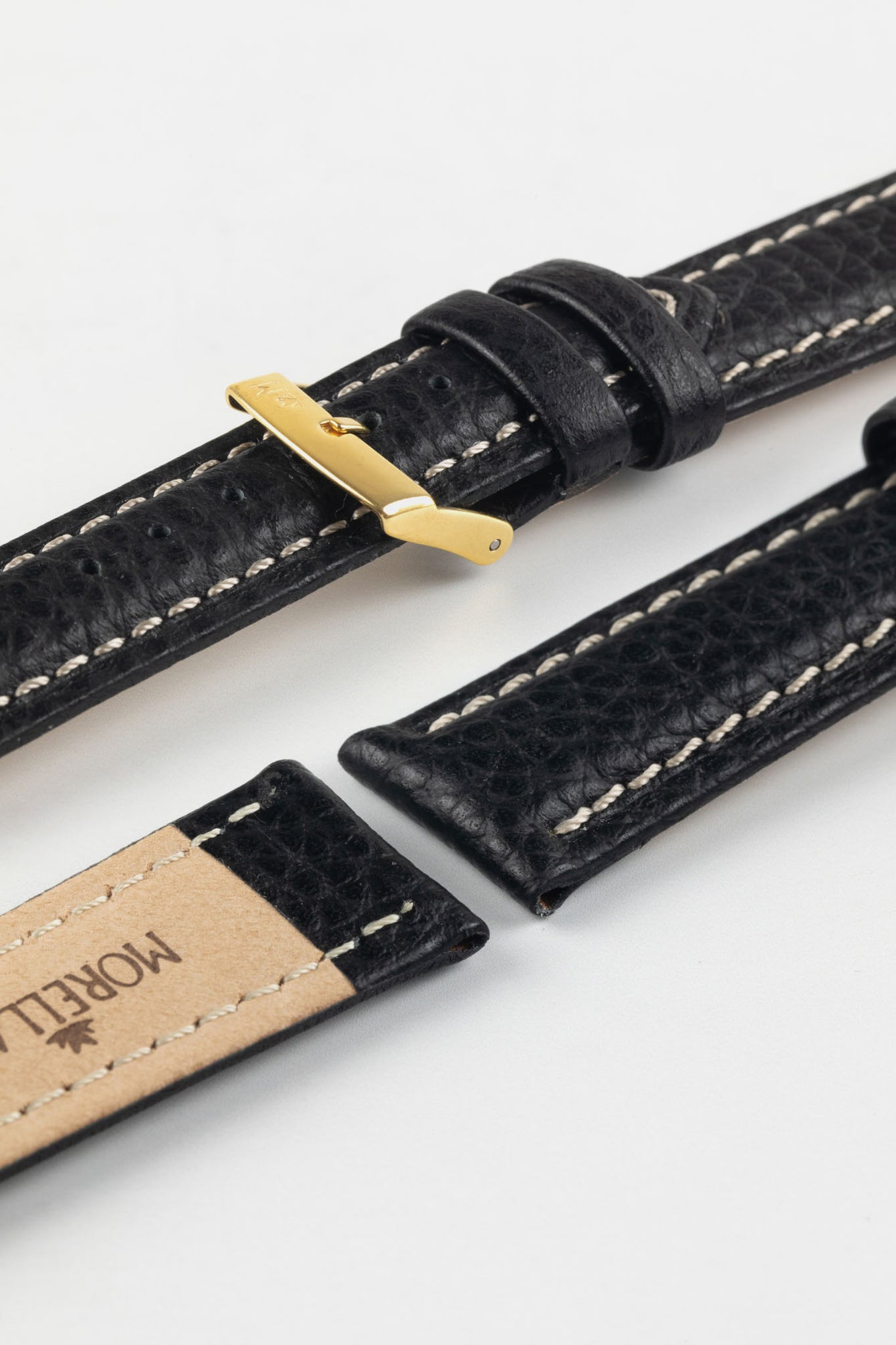 Morellato KUGA Padded Calfskin Leather Watch Strap in BLACK