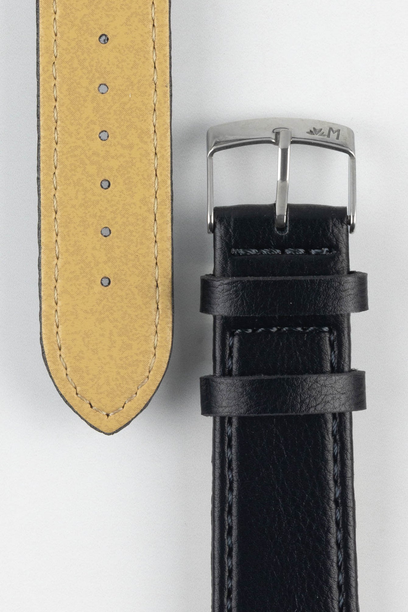 Morellato LAURO Goatskin-Grain Vegan Leather Watch Strap in BLACK