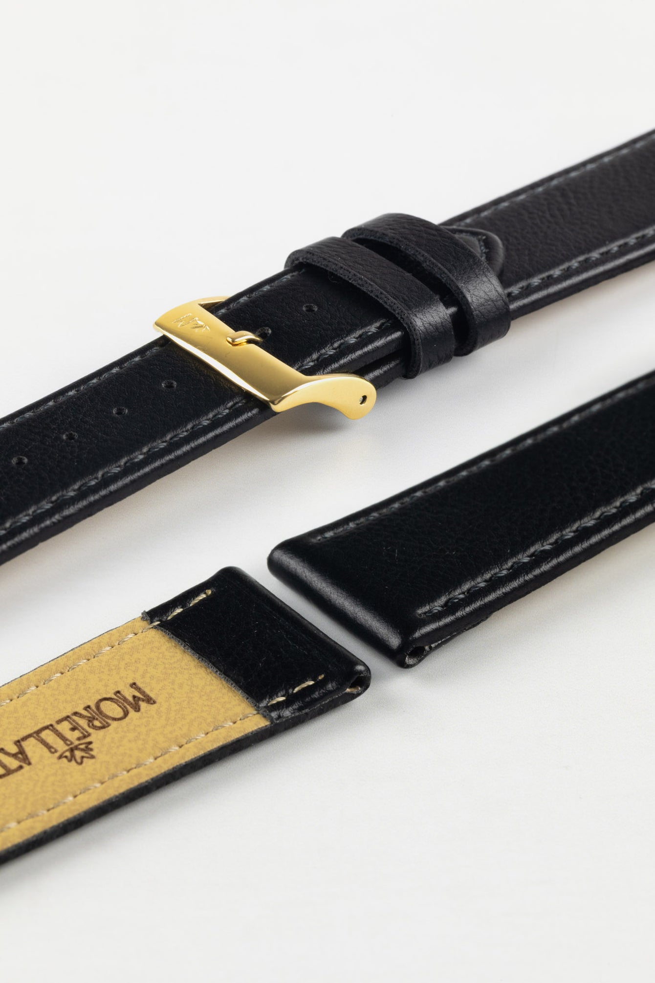 Morellato LAURO Goatskin-Grain Vegan Leather Watch Strap in BLACK