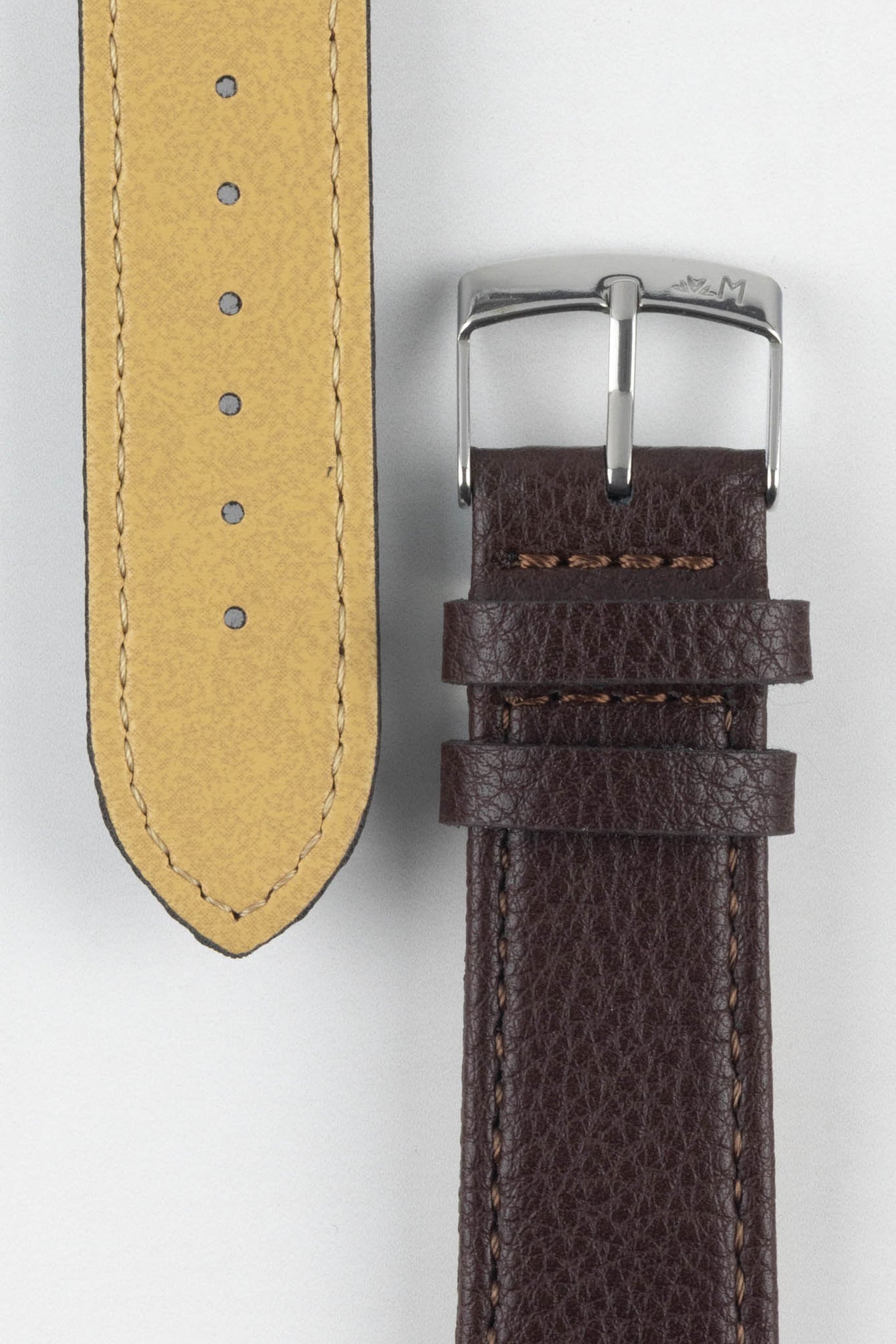 Morellato LAURO Goatskin-Grain Vegan Leather Watch Strap in BROWN