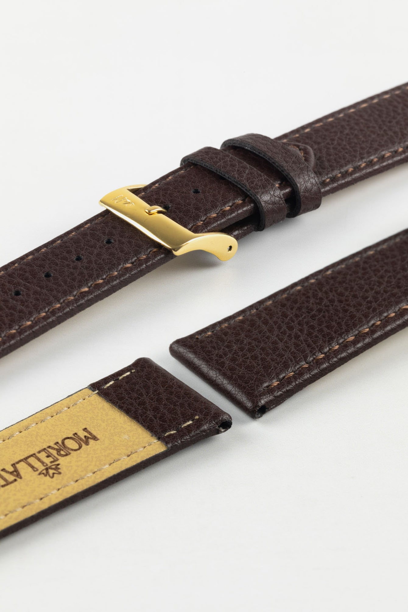 Morellato LAURO Goatskin-Grain Vegan Leather Watch Strap in BROWN