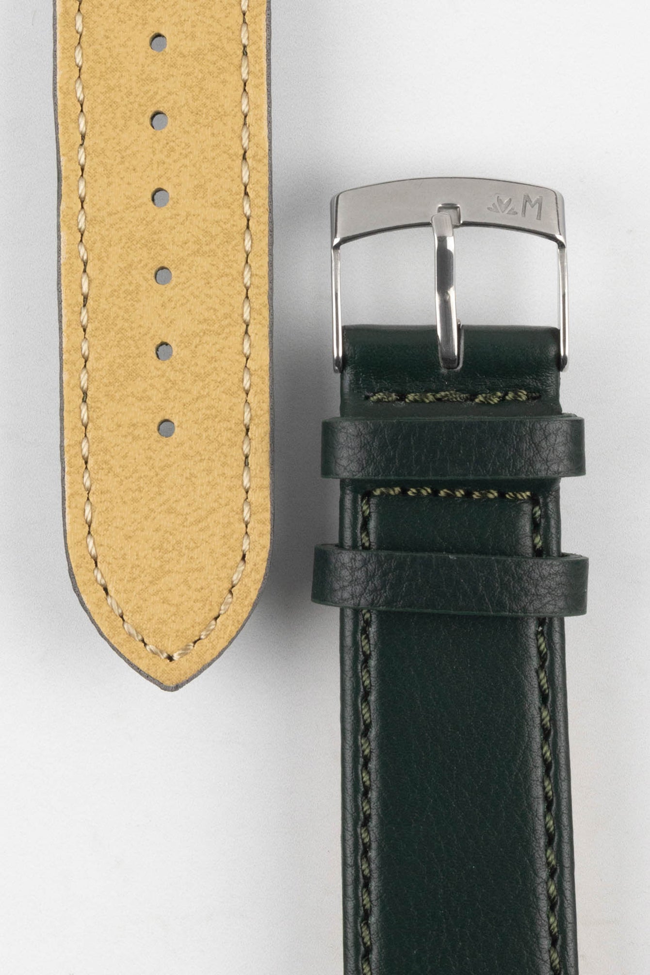 Morellato LAURO Goatskin-Grain Vegan Leather Watch Strap in DARK GREEN