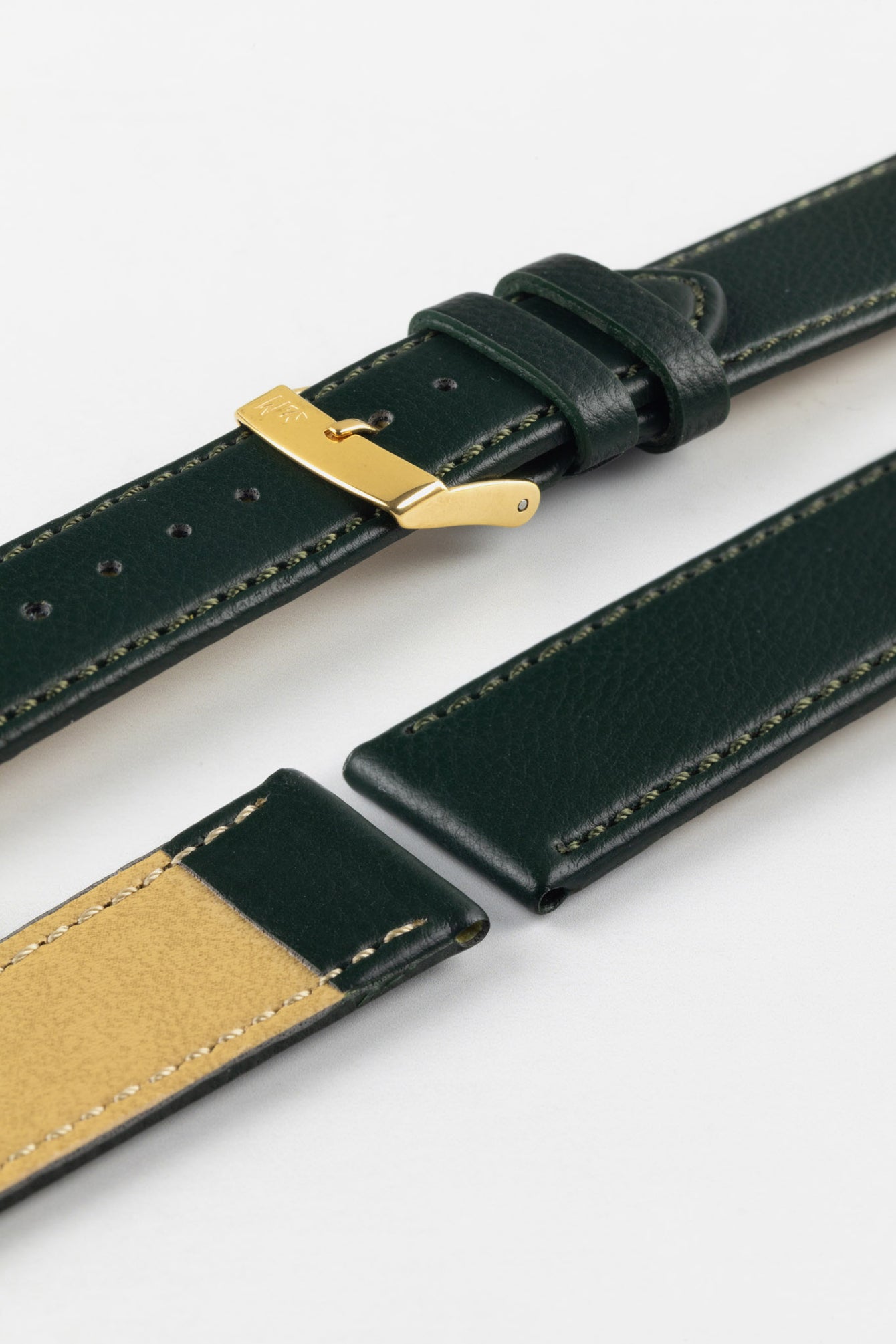 Morellato LAURO Goatskin-Grain Vegan Leather Watch Strap in DARK GREEN