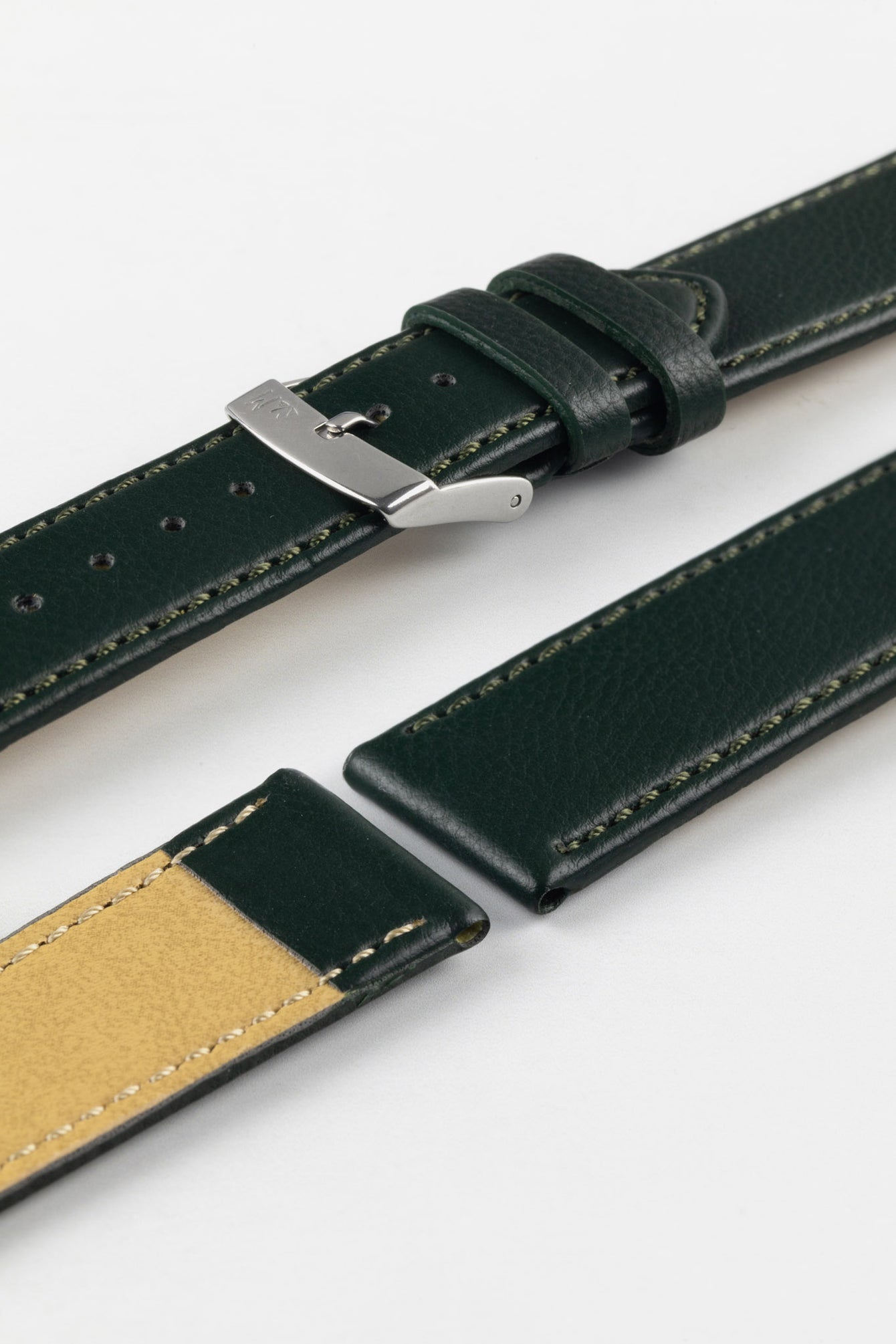 Morellato LAURO Goatskin-Grain Vegan Leather Watch Strap in DARK GREEN