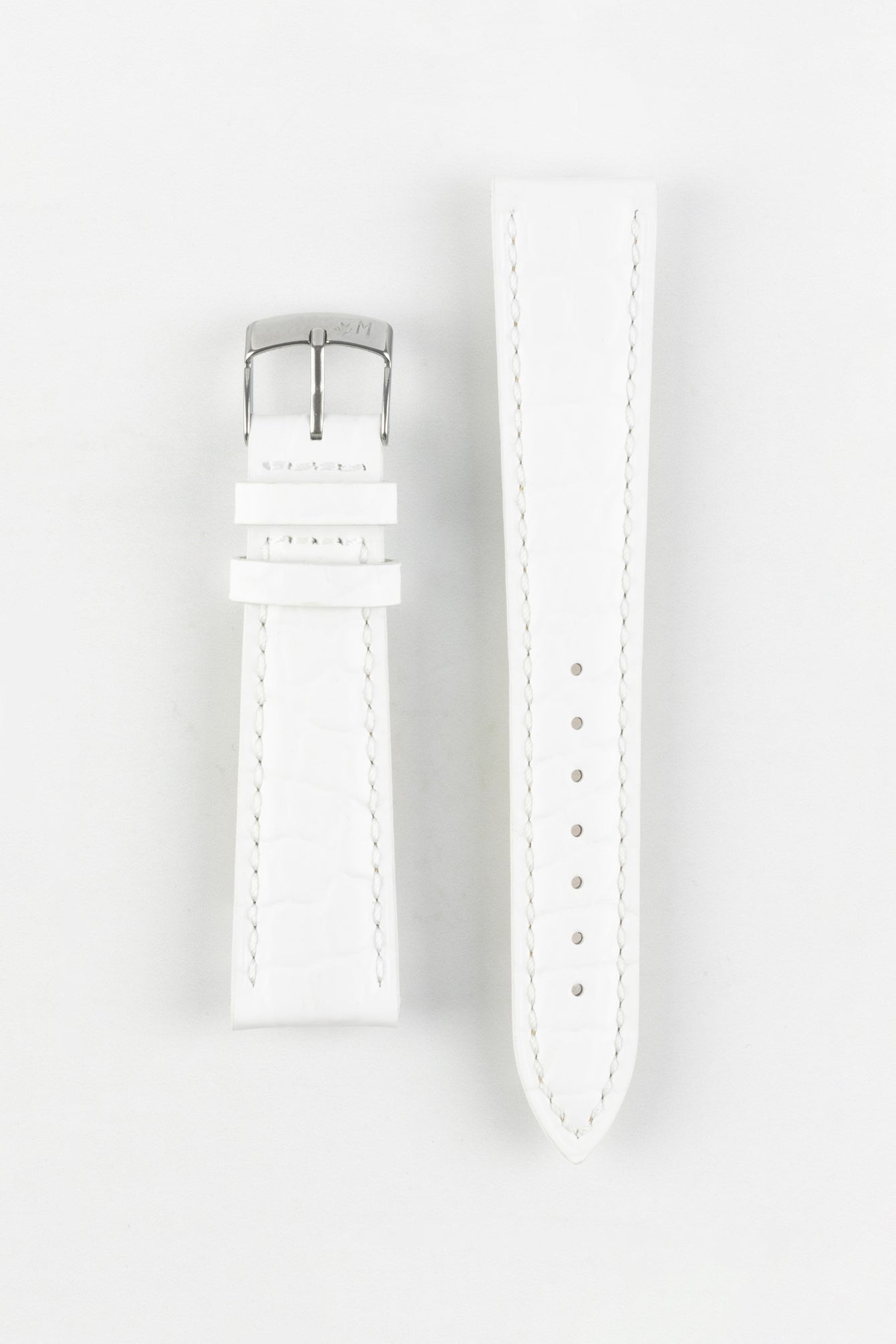 Morellato LIVERPOOL Crocodile-Embossed Calfskin Leather Performance Watch Strap in WHITE