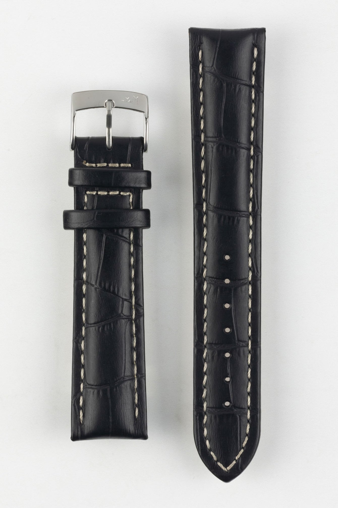 Morellato PLUS Alligator-Embossed Calfskin Leather Watch Strap in BLACK