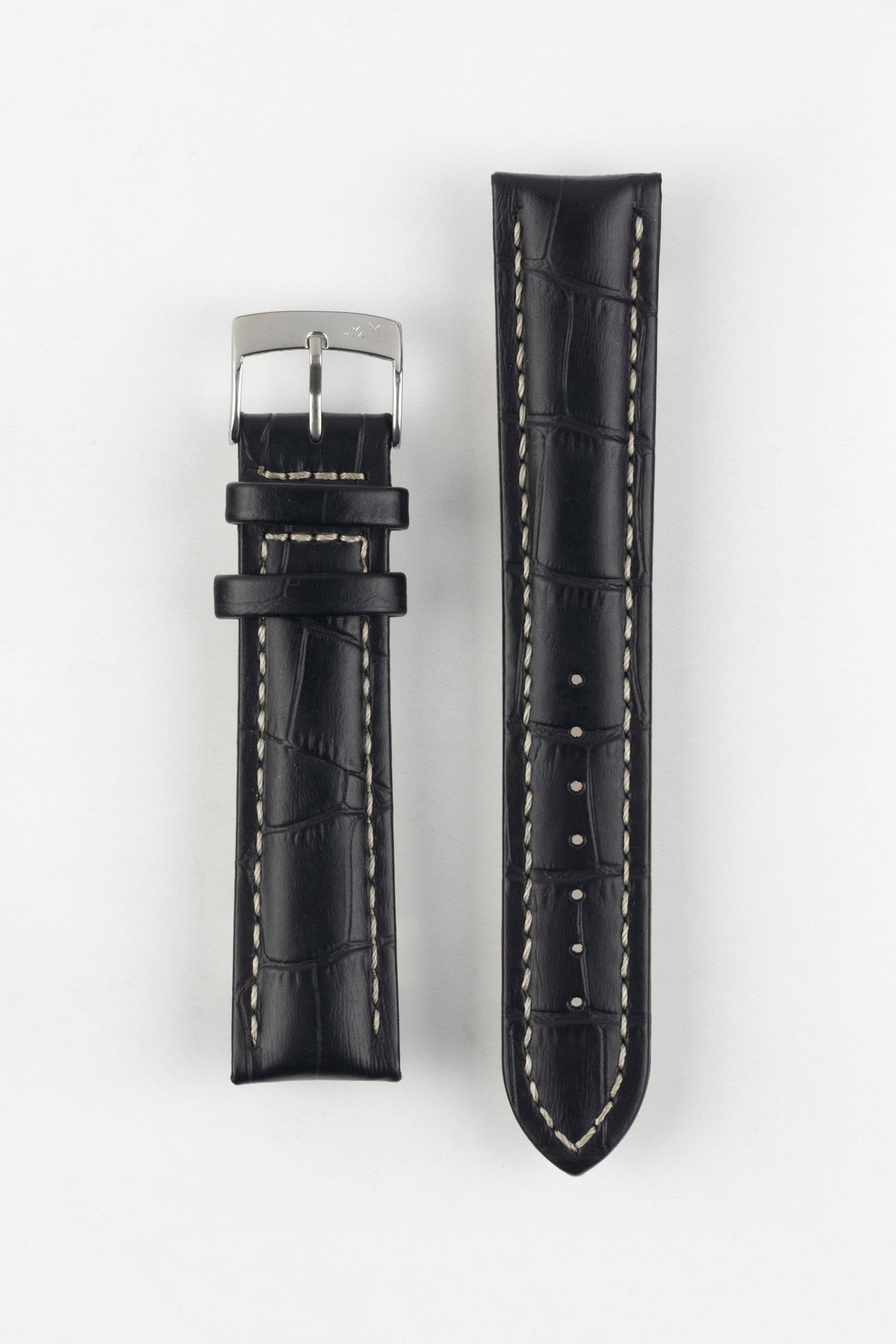 Morellato PLUS Alligator-Embossed Calfskin Leather Watch Strap in BLACK