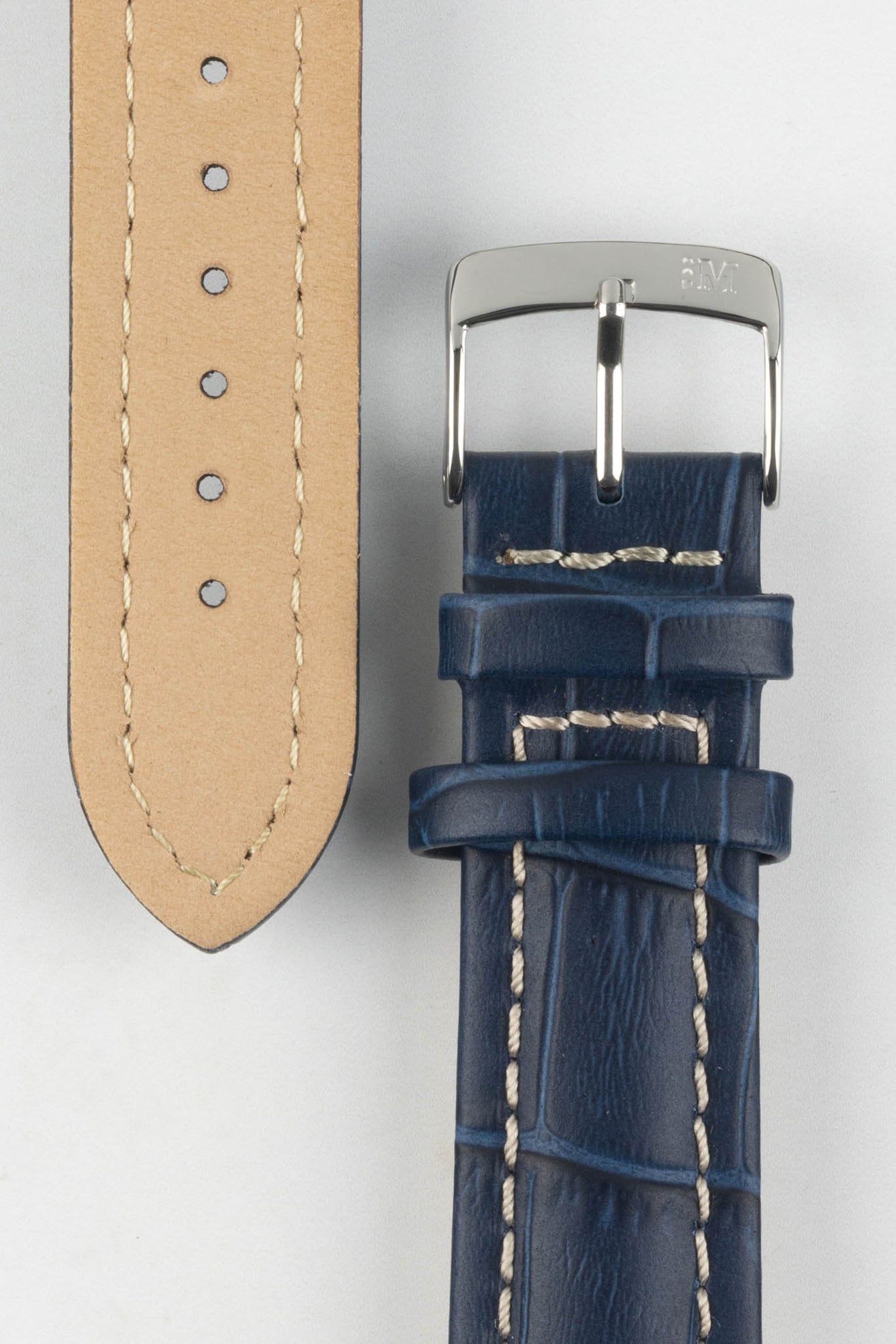 Morellato PLUS Alligator-Embossed Calfskin Leather Watch Strap in BLUE