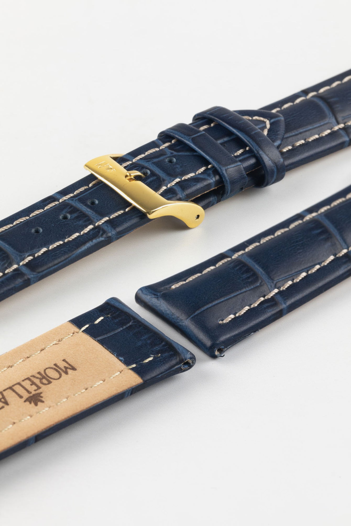 Morellato PLUS Alligator-Embossed Calfskin Leather Watch Strap in BLUE