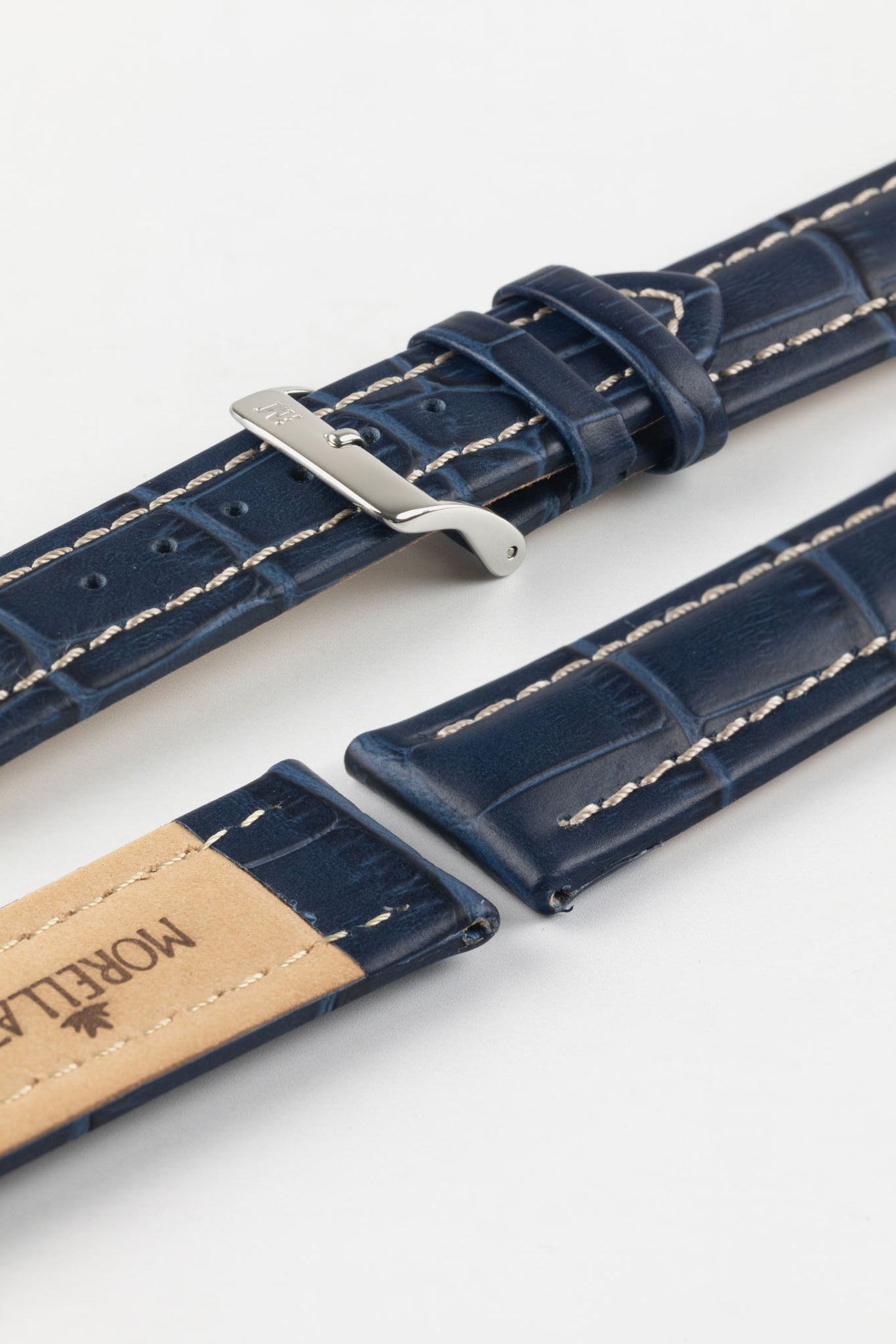 Morellato PLUS Alligator-Embossed Calfskin Leather Watch Strap in BLUE