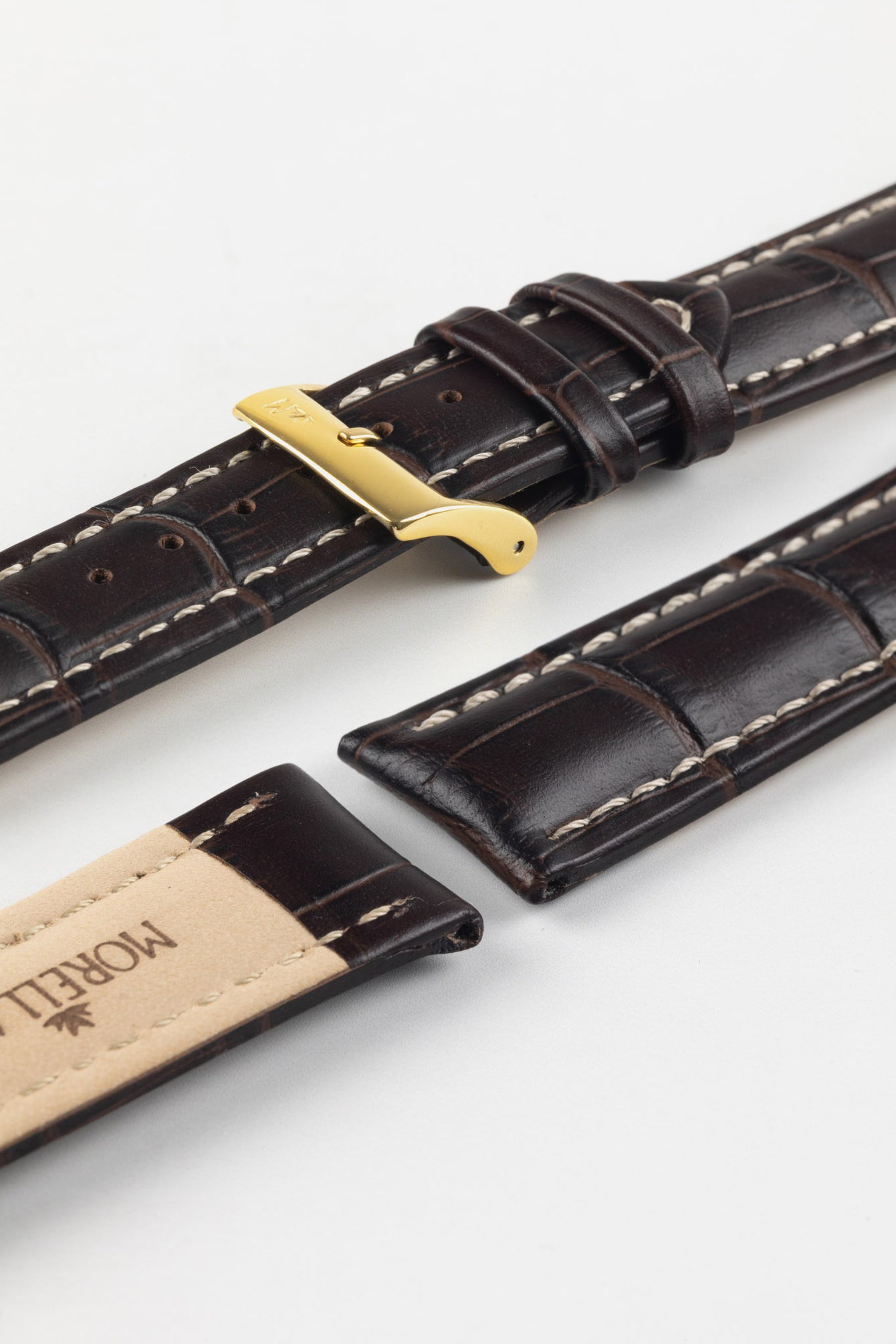 Morellato PLUS Alligator-Embossed Calfskin Leather Watch Strap in BROWN