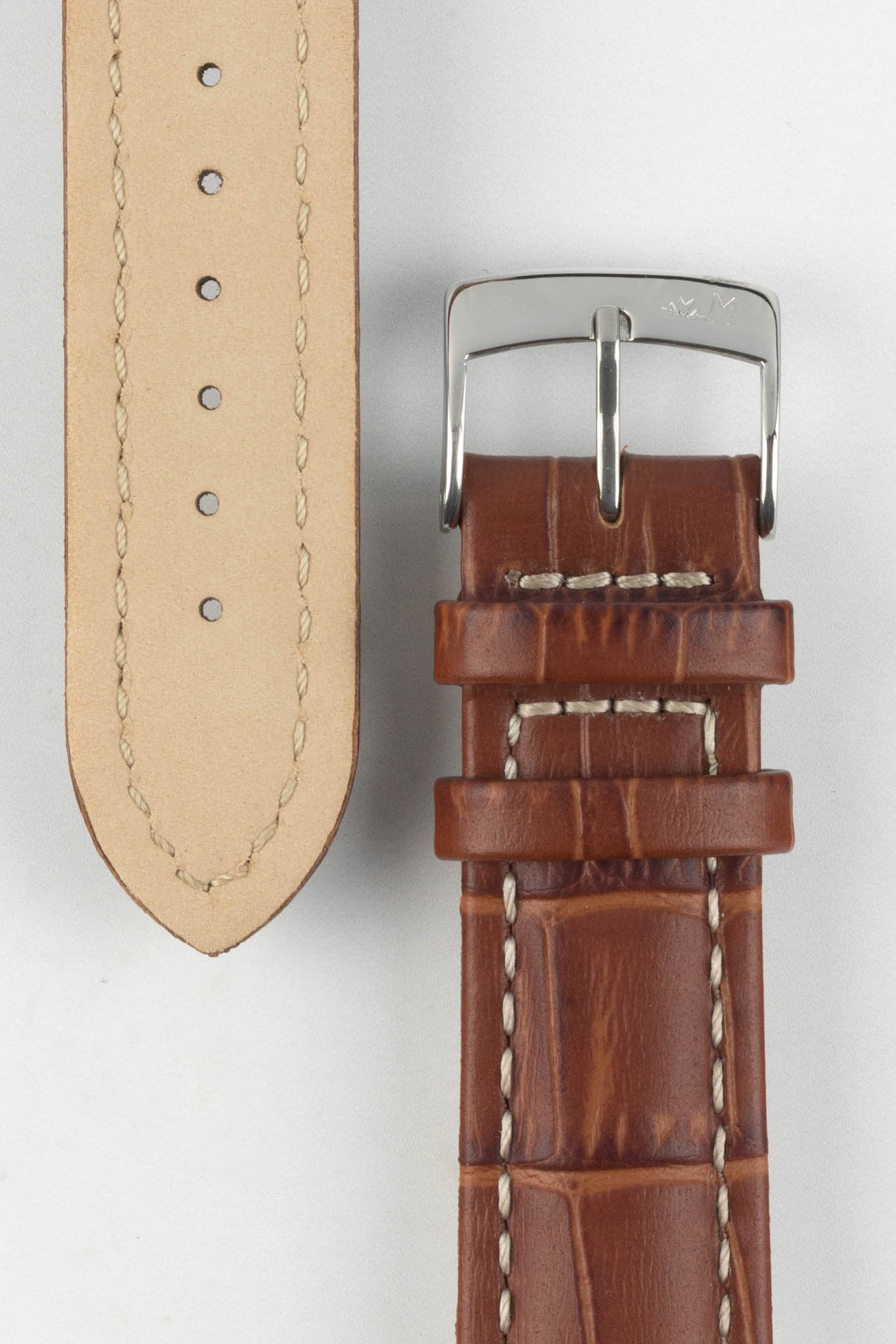 Morellato PLUS Alligator-Embossed Calfskin Leather Watch Strap in GOLD BROWN