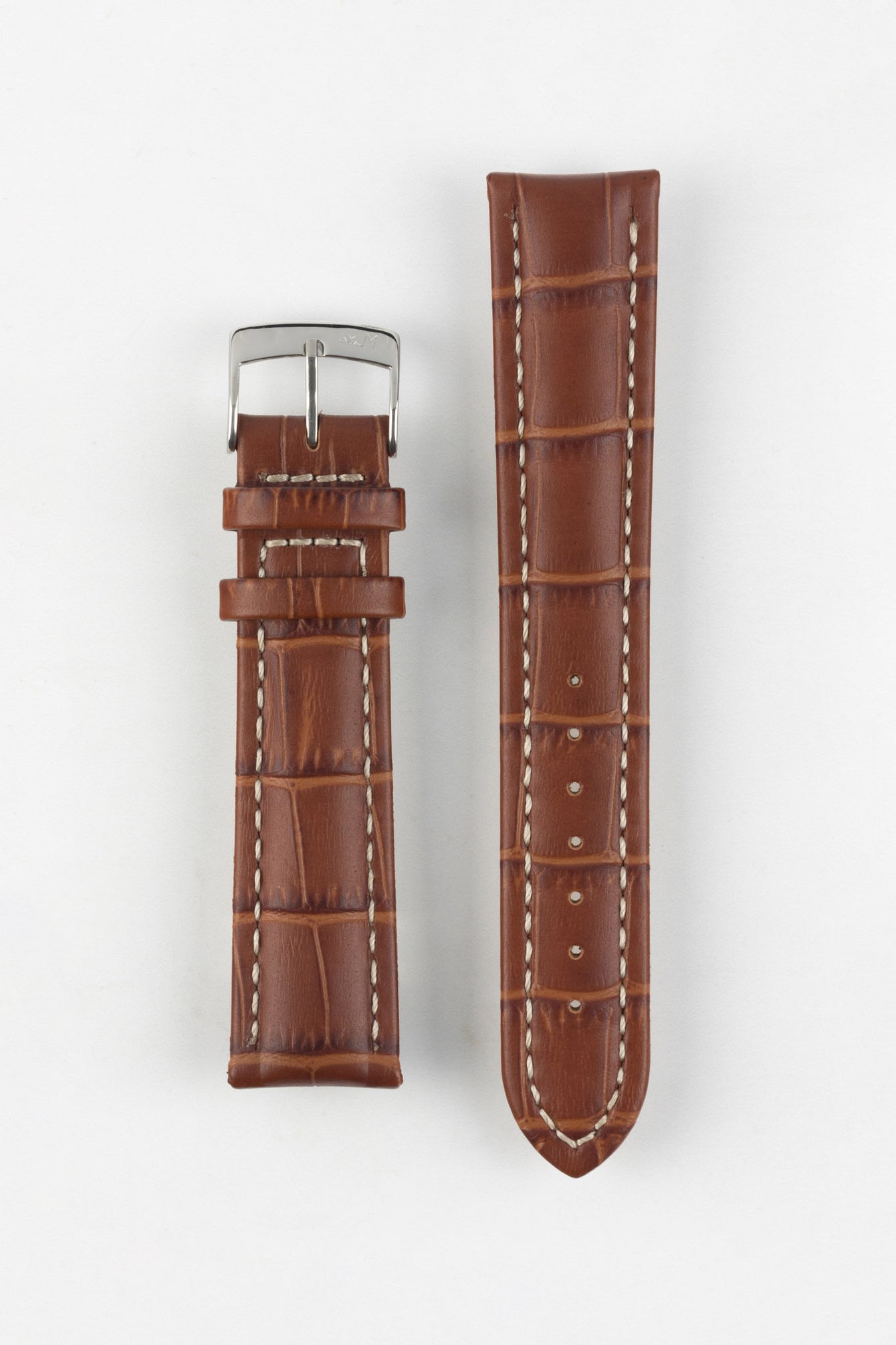 Morellato PLUS Alligator-Embossed Calfskin Leather Watch Strap in GOLD BROWN