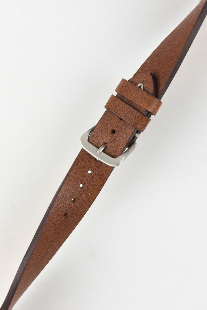 Morellato POLLOCK Vintage Lug-Stitched Calfskin Leather Watch Strap in BROWN