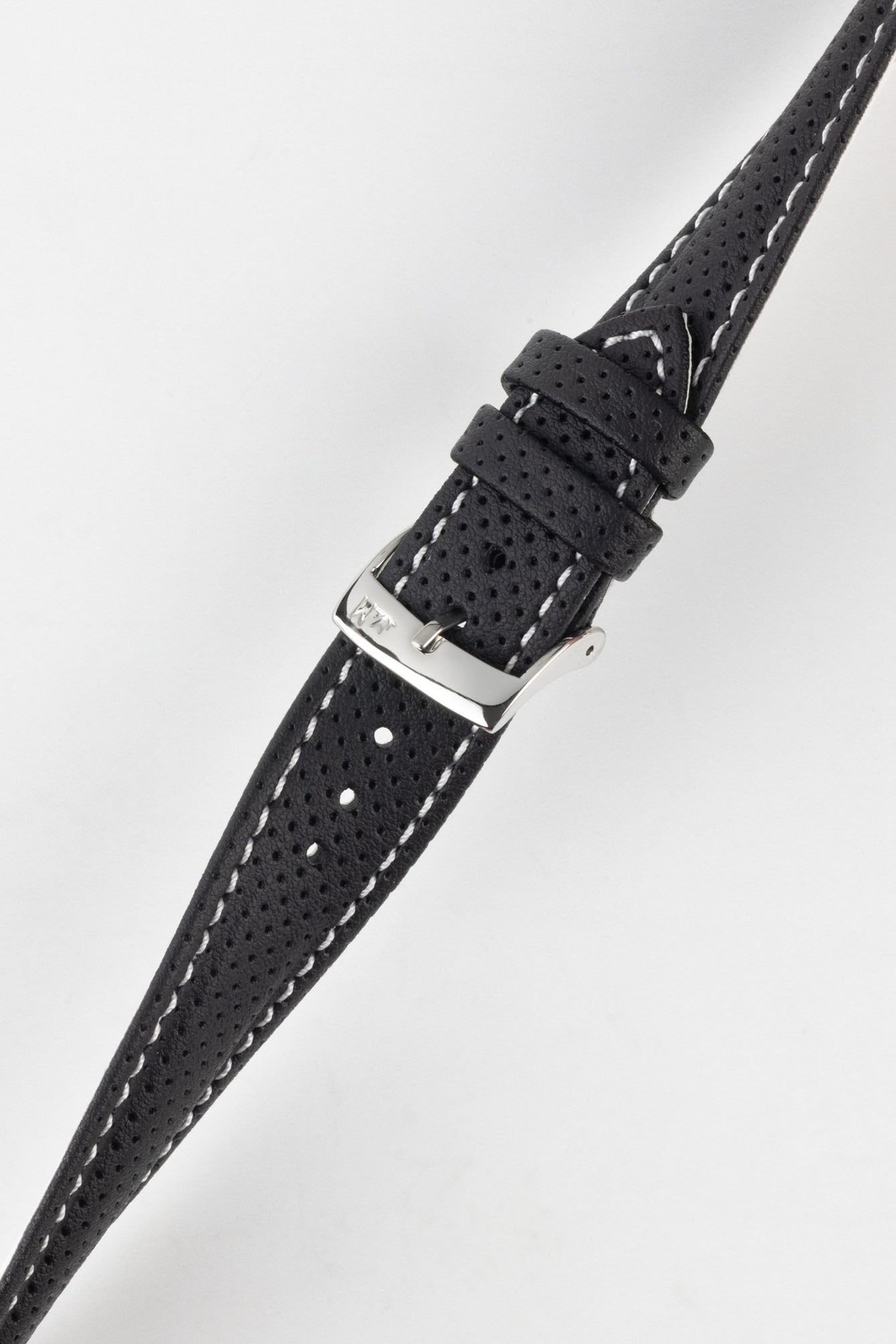 Morellato RACE Motorsport Microfibre Watch Strap in BLACK with WHITE Stitch