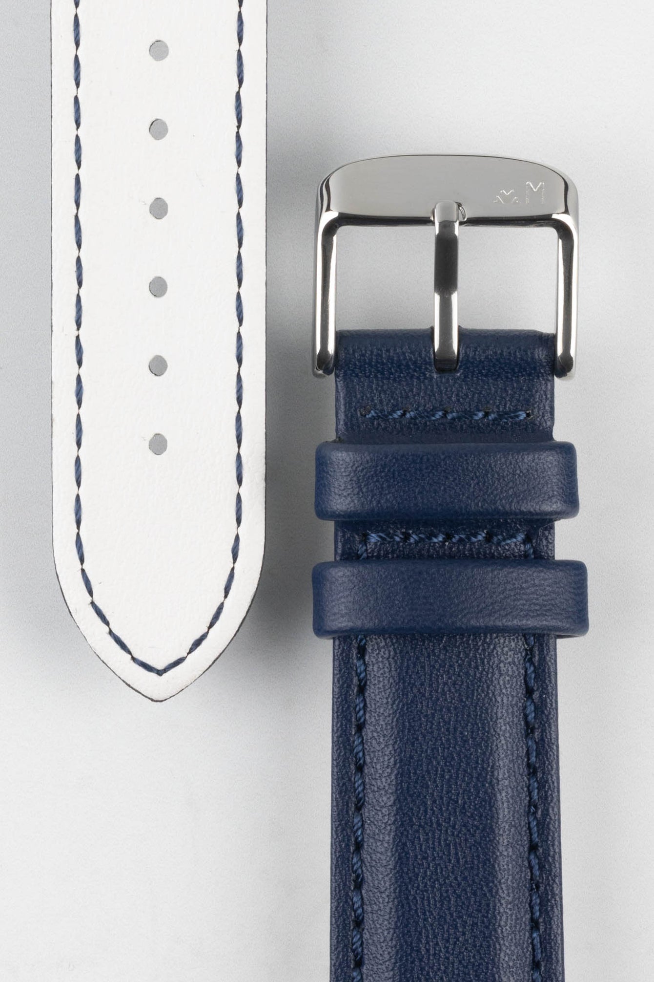 Morellato ROWING Water-Resistant Calfskin Leather Watch Strap in BLUE