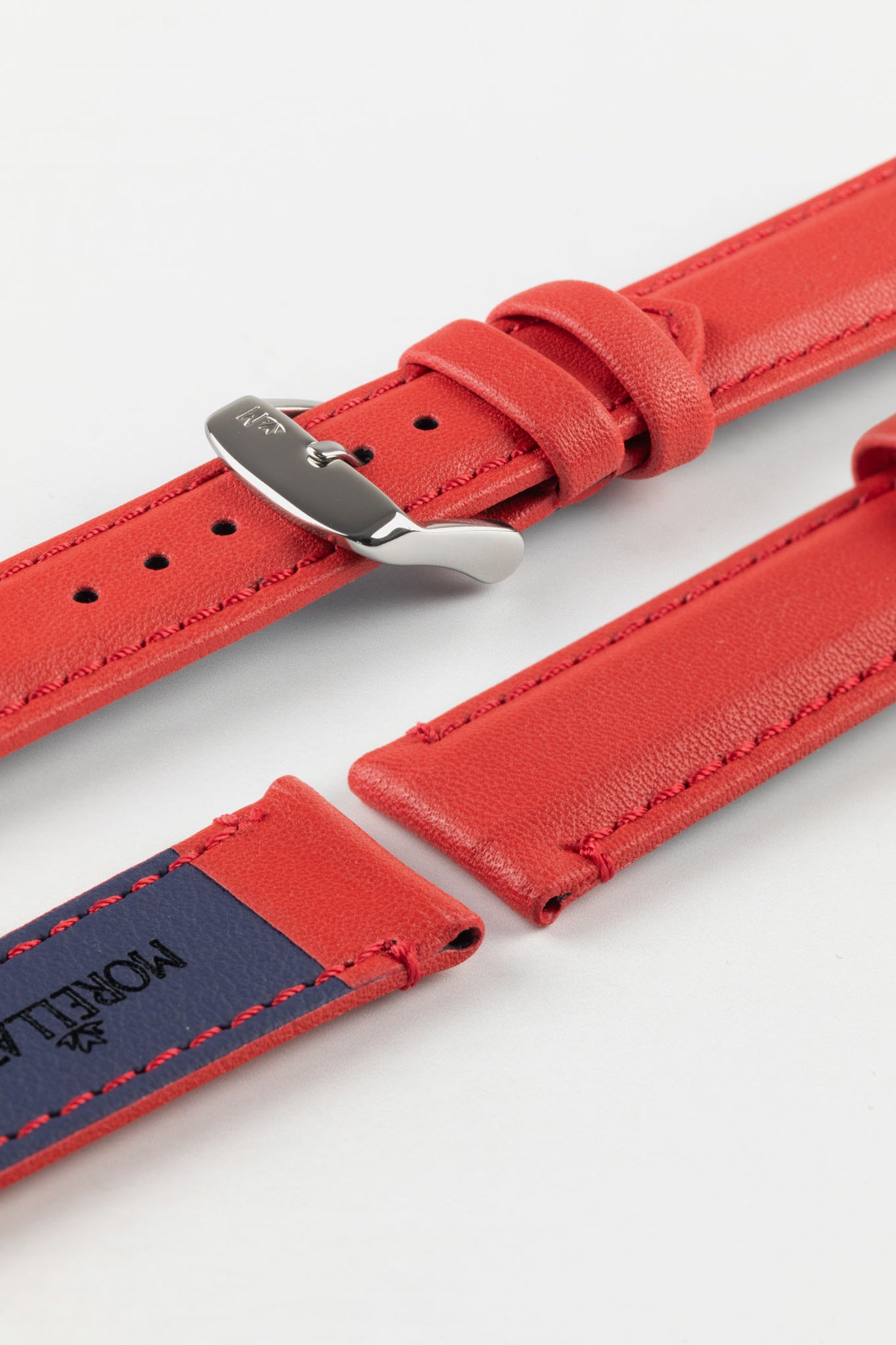 Morellato ROWING Water-Resistant Calfskin Leather Watch Strap in RED