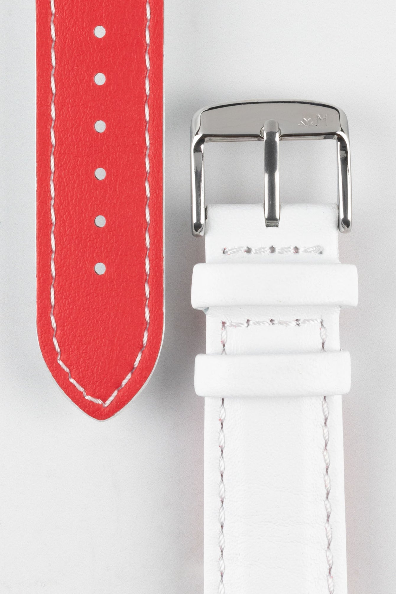 Morellato ROWING Water-Resistant Calfskin Leather Watch Strap in WHITE