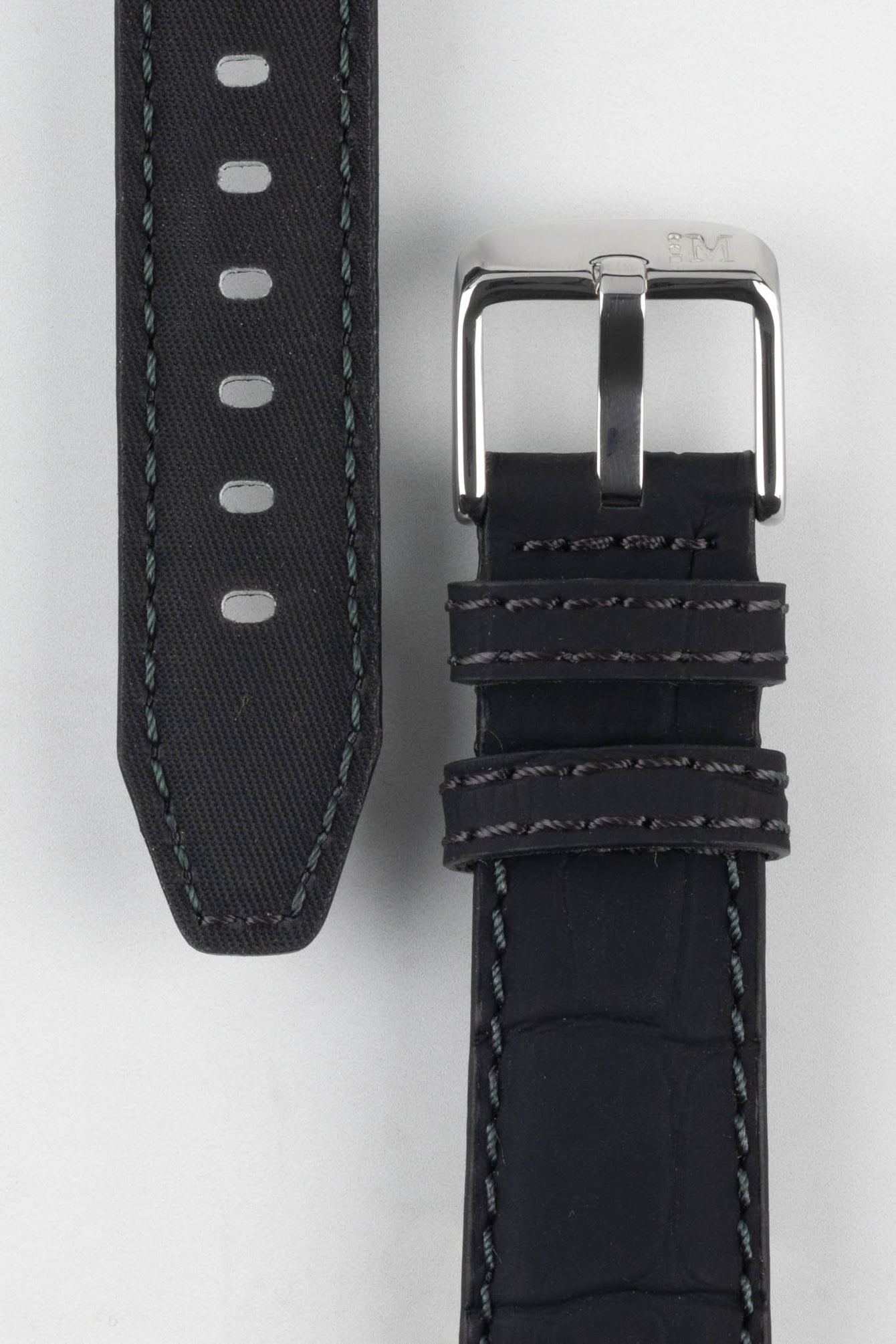 Morellato SOCCER Alligator-Embossed Calfskin Leather Watch Strap in BLACK