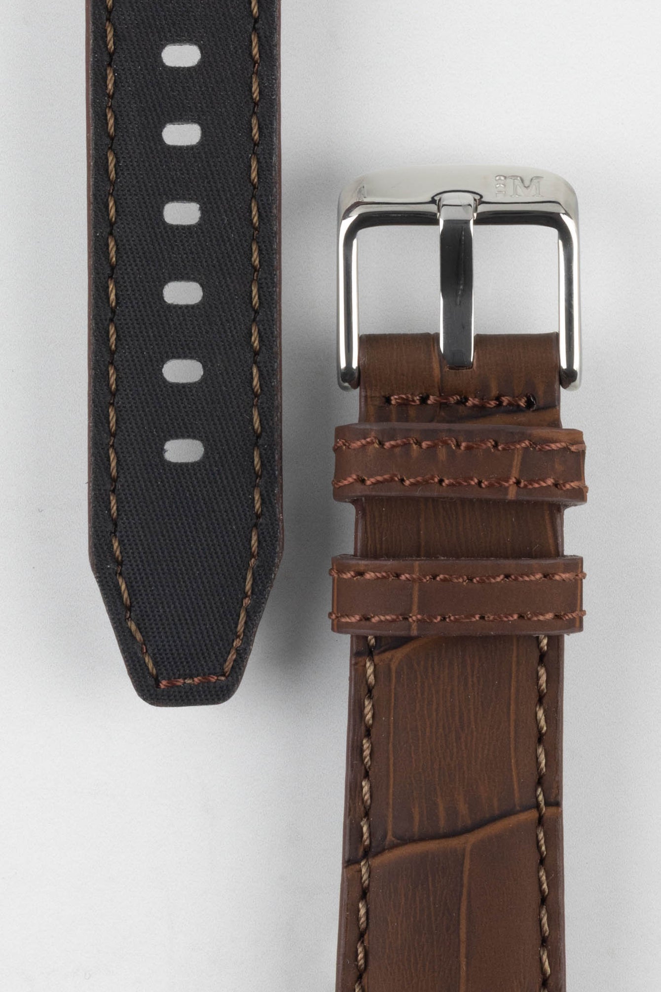 Morellato SOCCER Alligator-Embossed Calfskin Leather Watch Strap in BROWN