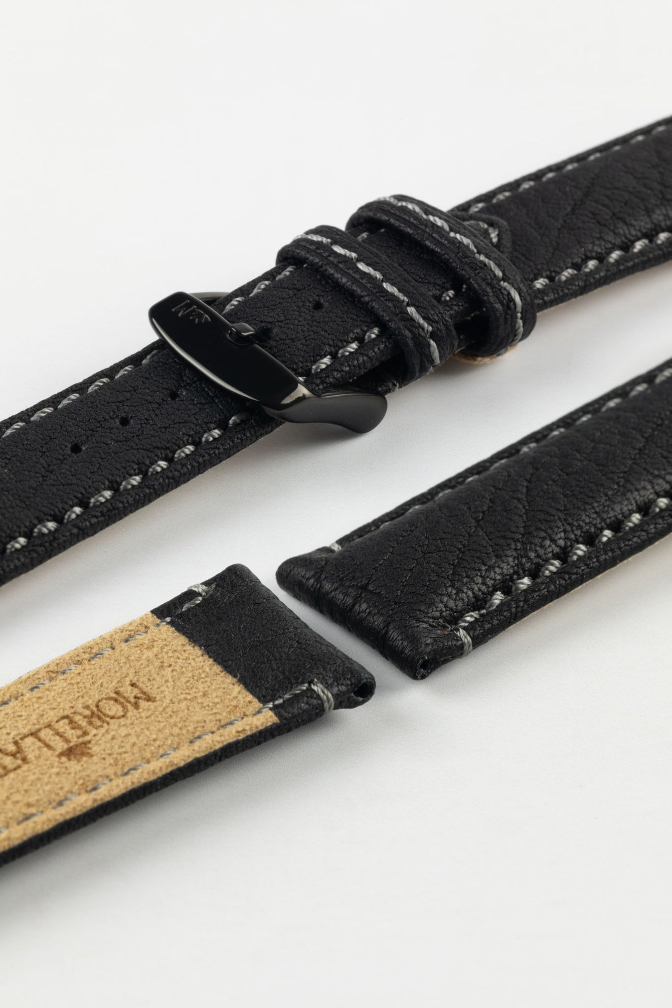 Morellato TINTORETTO Genuine Deerskin Leather Watch Strap in BLACK