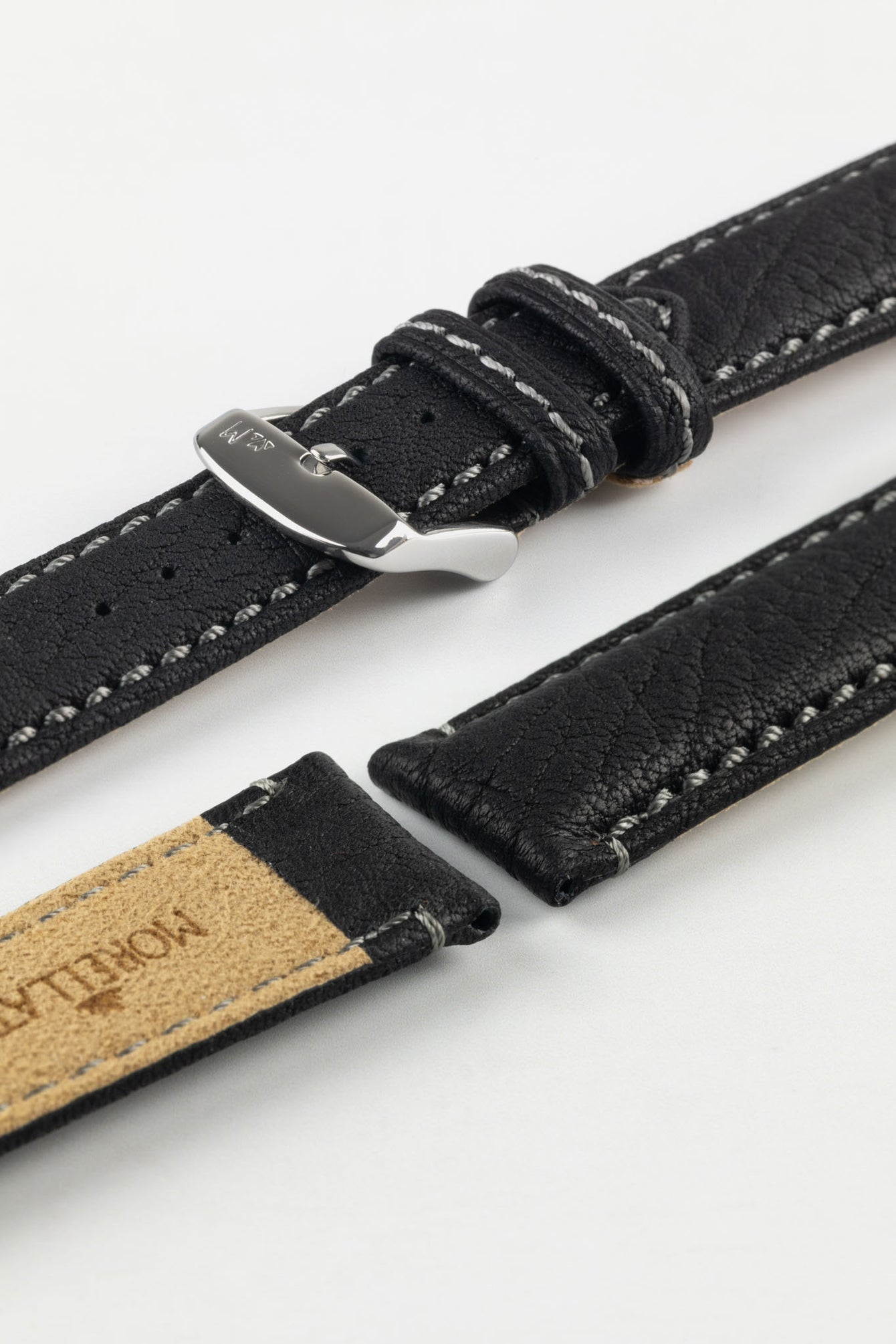 Morellato TINTORETTO Genuine Deerskin Leather Watch Strap in BLACK