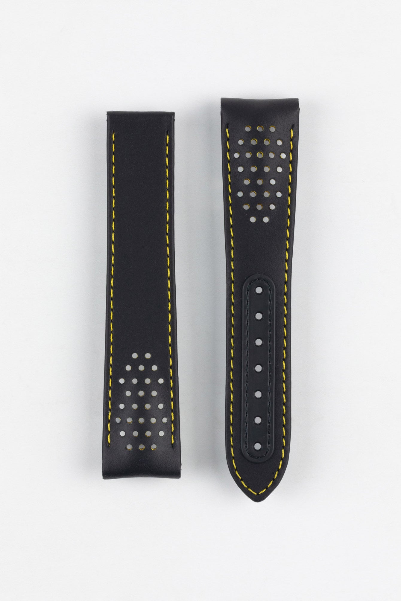 OMEGA CUZ011562 Speedmaster 'Apollo 8' 21mm Calfskin Deployment Strap - BLACK with Yellow Stitch