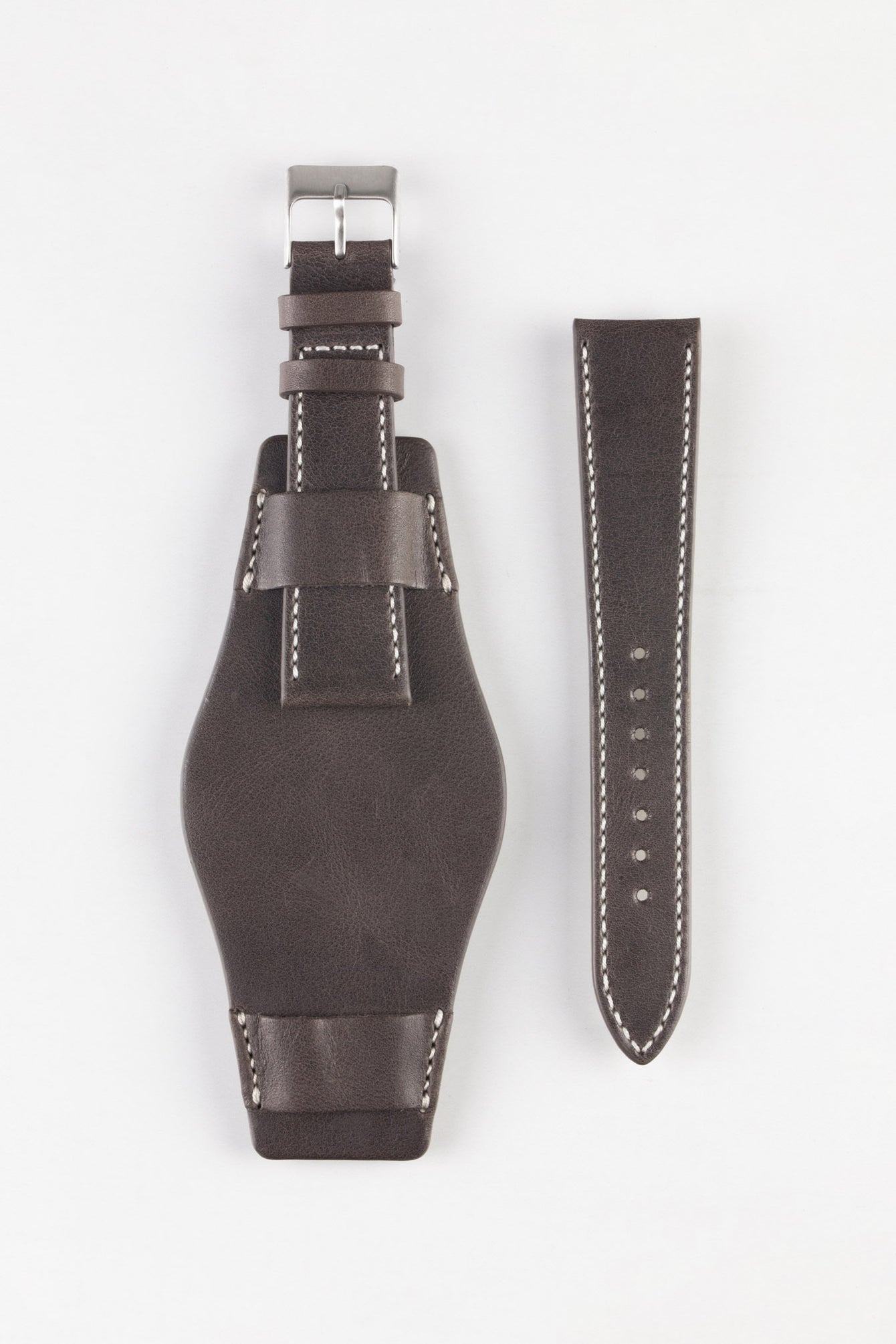 Pebro Vintage Leather BUND Watch Strap in DARK BROWN