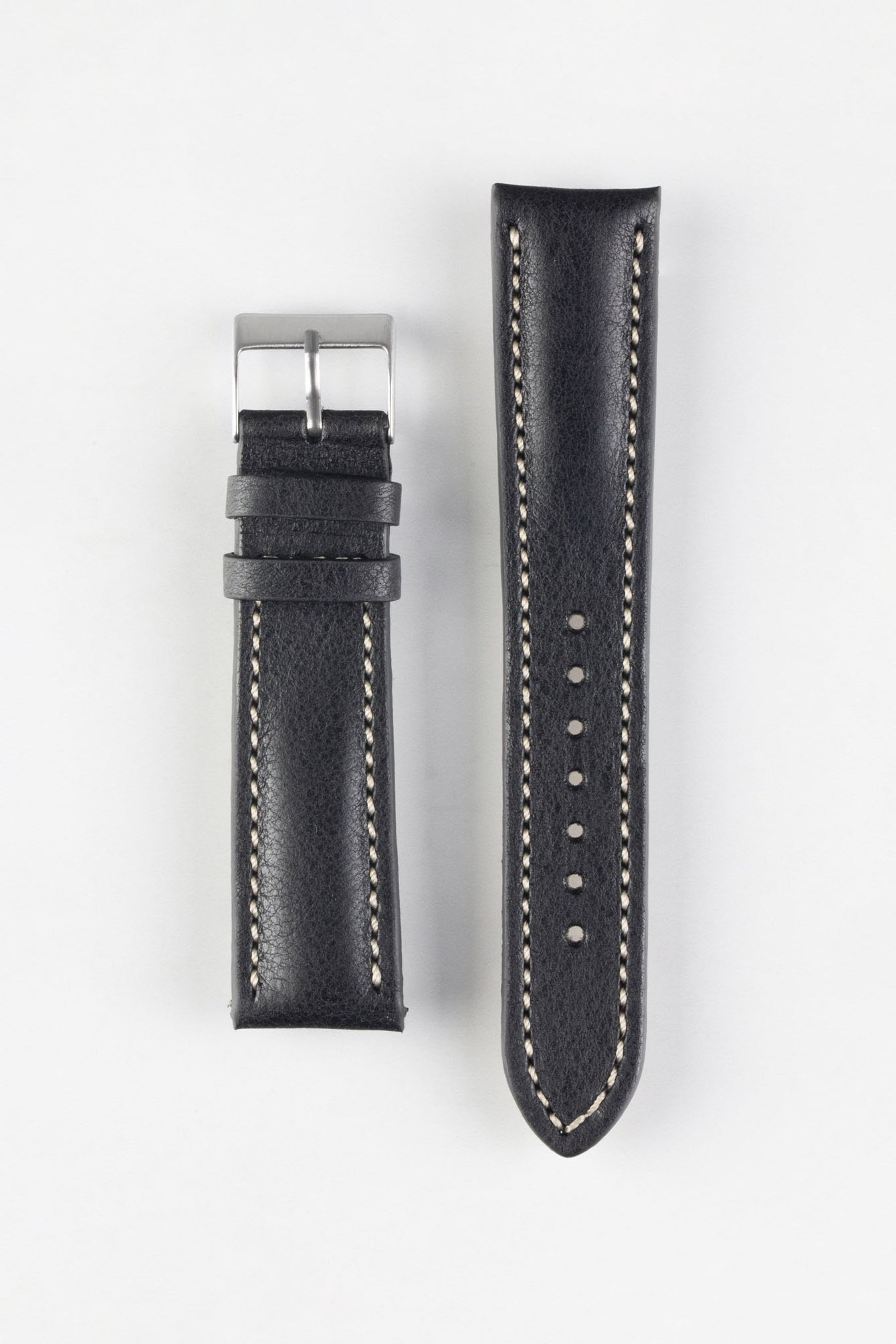 Pebro CADW DISTRESSED Padded Vintage Leather Watch Strap in BLACK