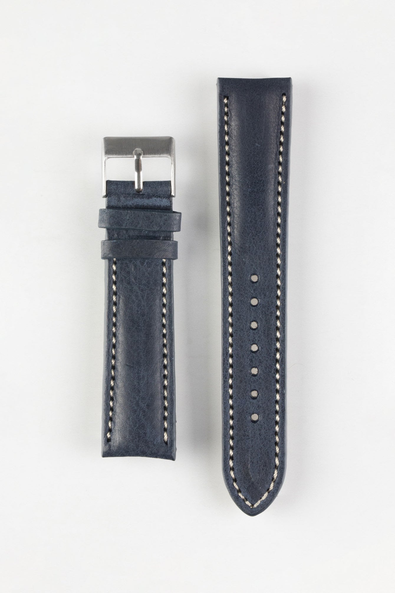 Pebro CADW DISTRESSED Padded Vintage Leather Watch Strap in DARK BLUE