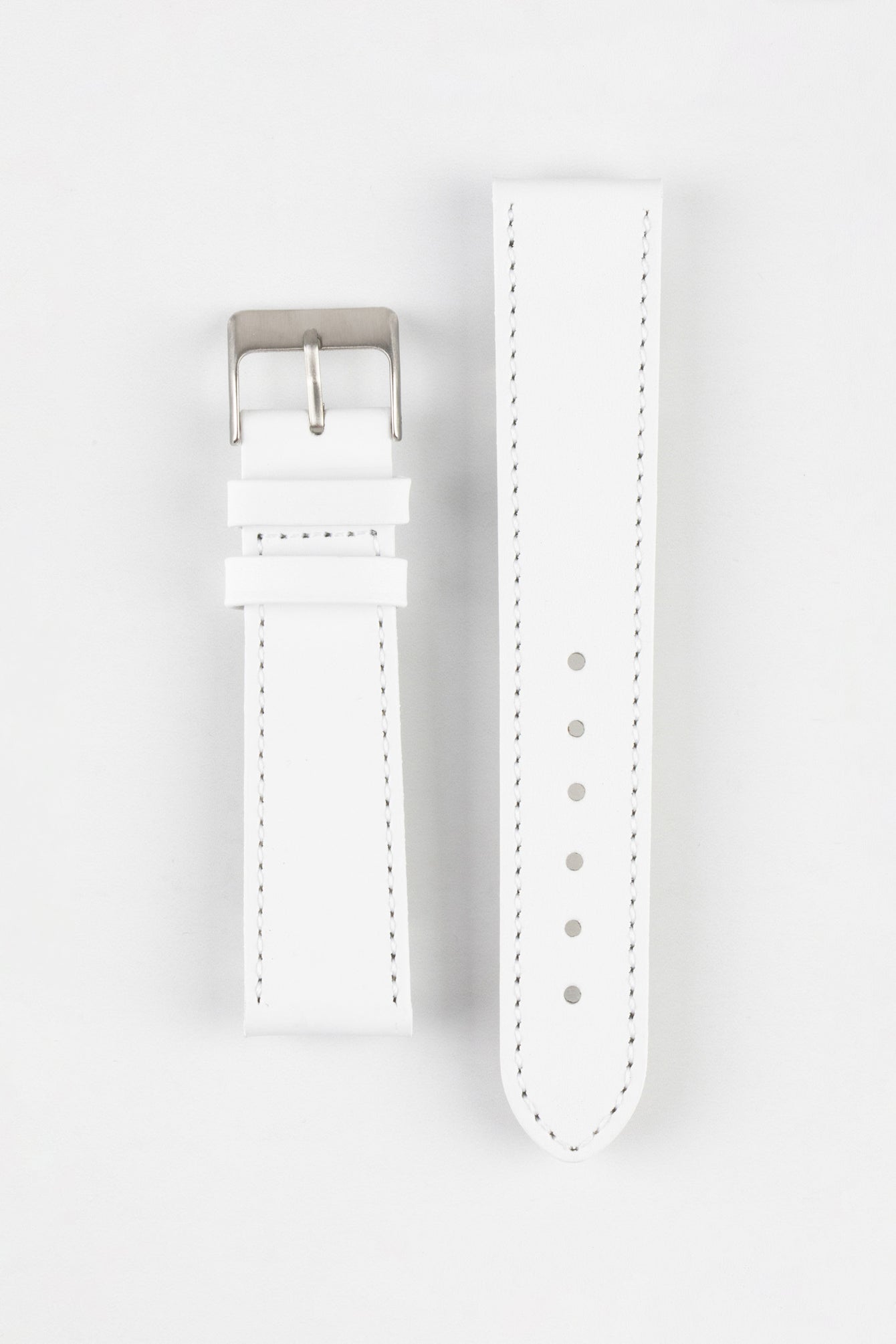 Pebro CLASSIC Unpadded Calfskin Leather Watch Strap in WHITE