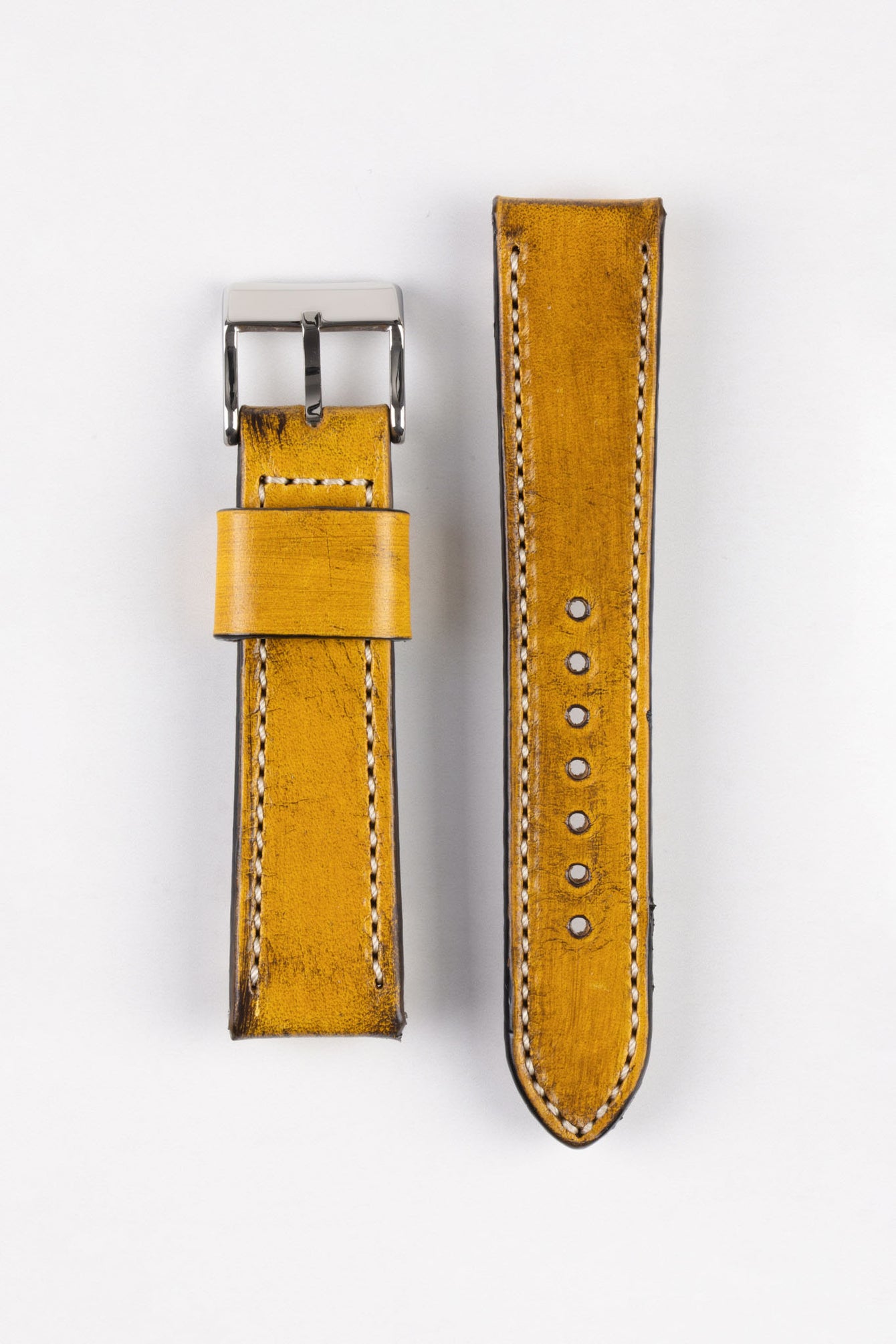 Pebro HISTORIC Hand-Finished Leather Watch Strap in YELLOW