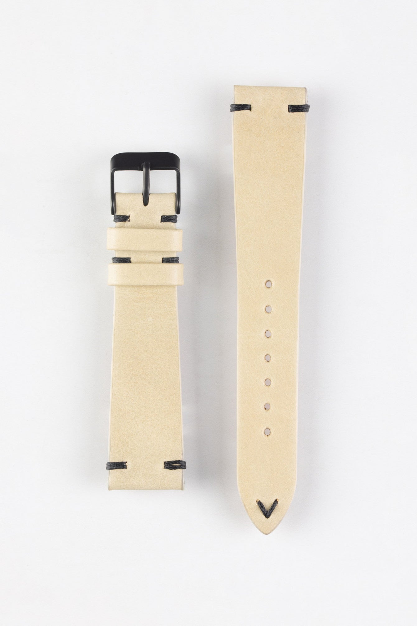 Pebro LEGACY Vintage Calfskin Leather Watch Strap in CREAM